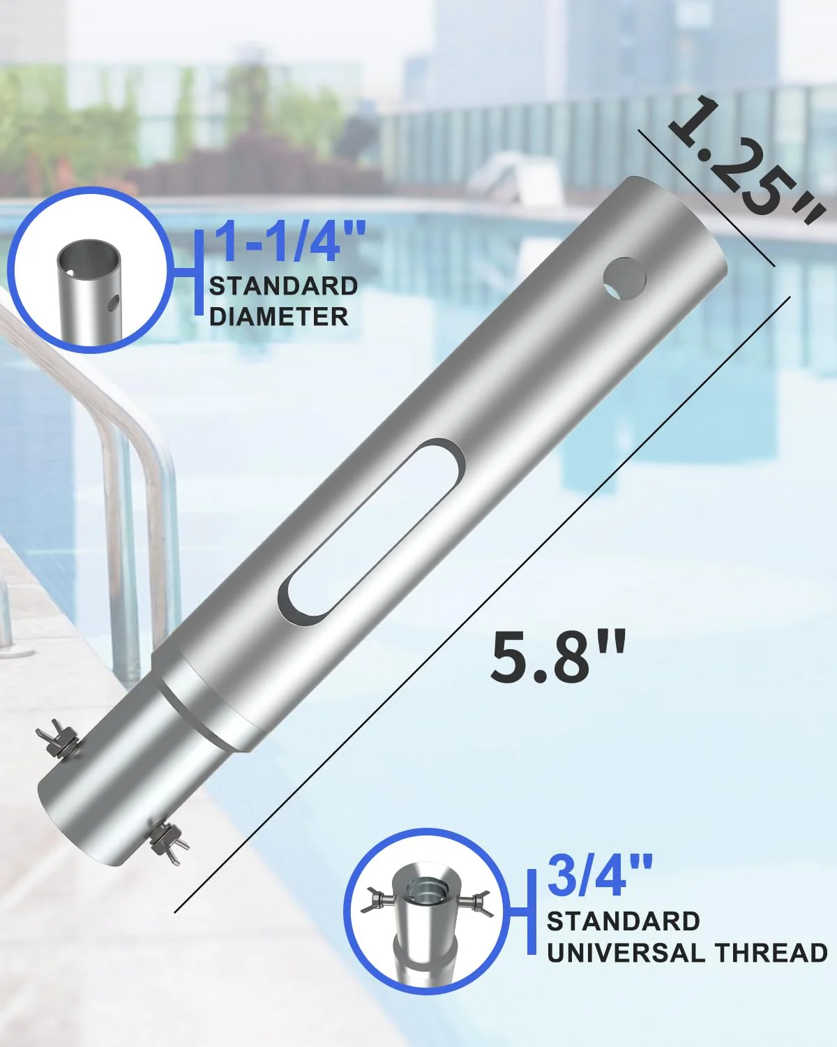 SKGPOLE Swimming Pool Pole, Upgraded 16FT Professional Telescopic Extendable Pool Pole Aluminium Heavy Duty, Adjustable Length 4 to 16 Feet, Universal Pole for Skimmer Nets, Brushes and Vacuum Heads - Image 4