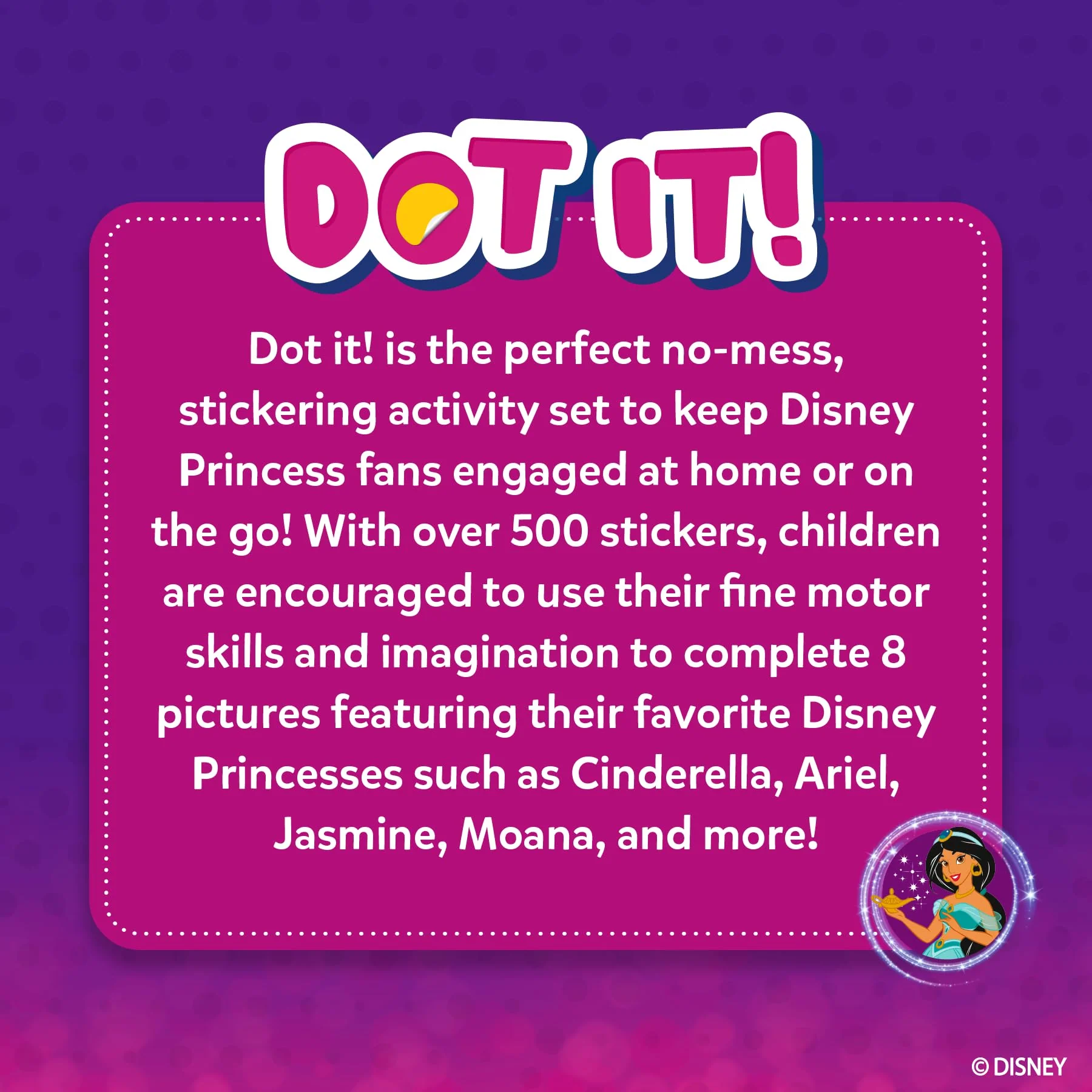 Skillmatics Dot It Sticker Art - Disney Princess, Mess-Free Fun for Kids, Stocking Stuffers, 500+ Stickers, Craft Kits, DIY Scrapbooking Activity, Travel Toys, Christmas Gifts for Ages 3, 4, 5, 6, 7 - Image 3