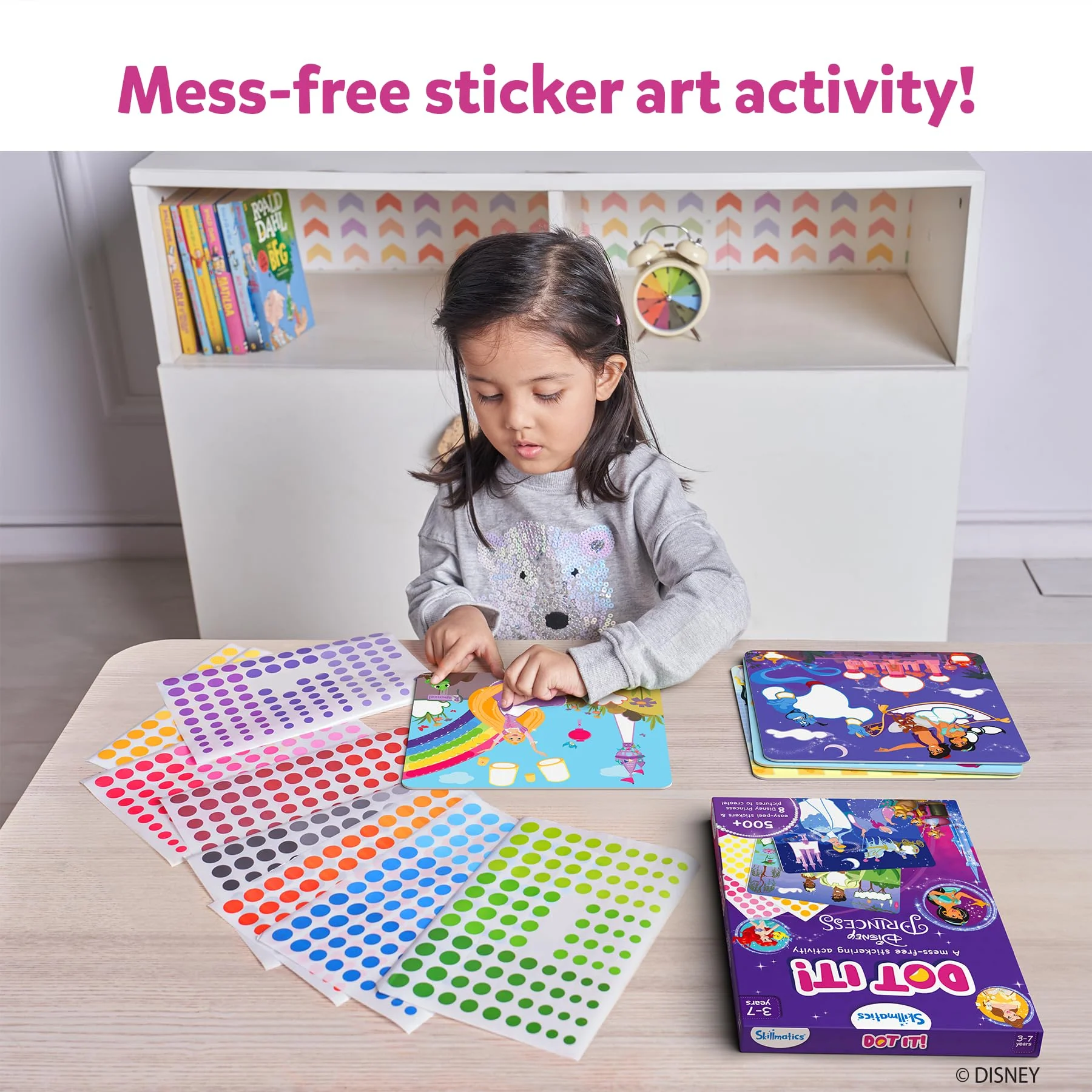 Skillmatics Dot It Sticker Art - Disney Princess, Mess-Free Fun for Kids, Stocking Stuffers, 500+ Stickers, Craft Kits, DIY Scrapbooking Activity, Travel Toys, Christmas Gifts for Ages 3, 4, 5, 6, 7 - Image 6