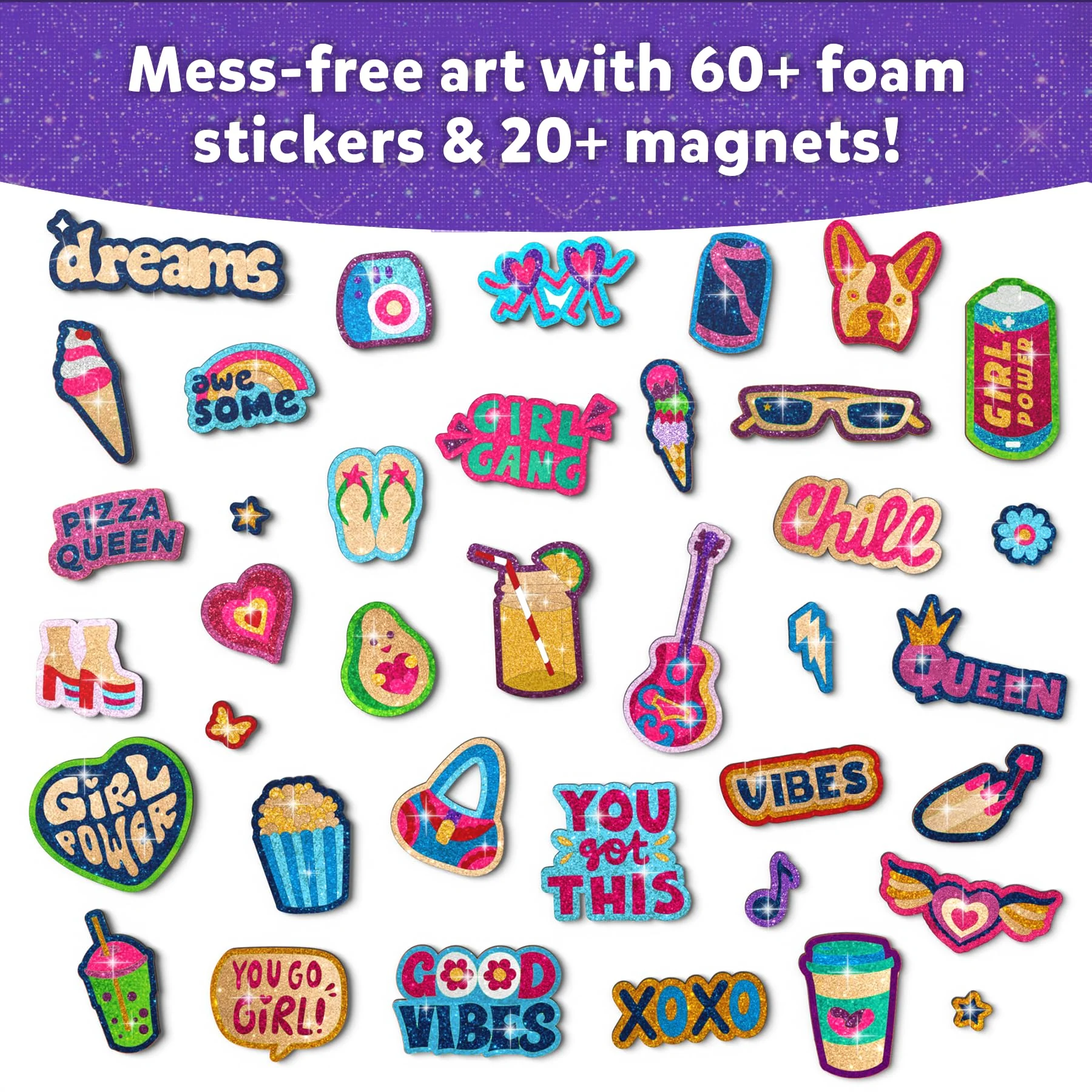 Skillmatics Foil Fun - Girl Power, 20+ DIY Foil Art Magnets, Mess-Free Craft Kit, 60+ Foam Stickers, Creative Activity for Girls, Kids, Tweens, Teens (Ages 7-13), Christmas Gifts, Travel, Party Favor - Image 5