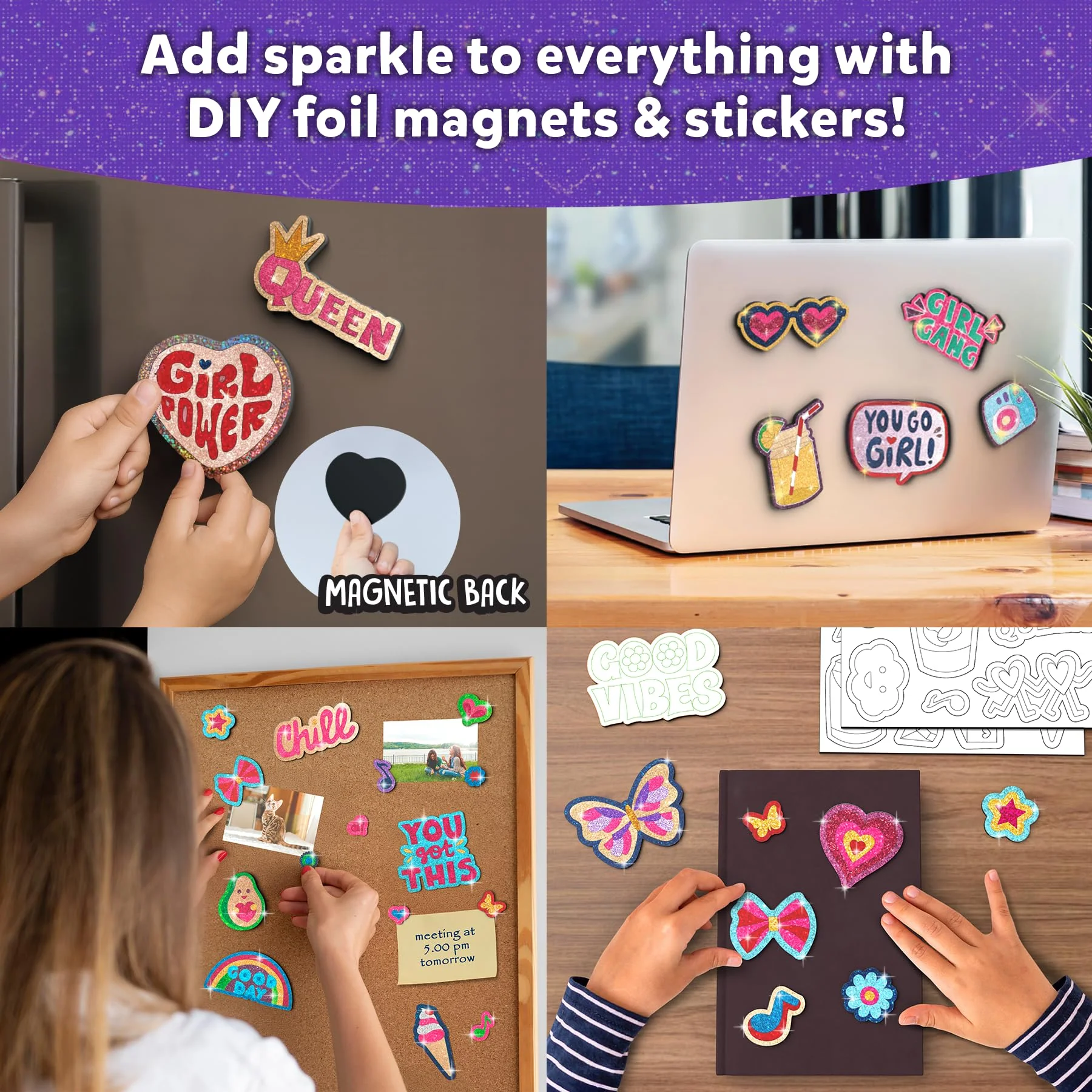 Skillmatics Foil Fun - Girl Power, 20+ DIY Foil Art Magnets, Mess-Free Craft Kit, 60+ Foam Stickers, Creative Activity for Girls, Kids, Tweens, Teens (Ages 7-13), Christmas Gifts, Travel, Party Favor - Image 9