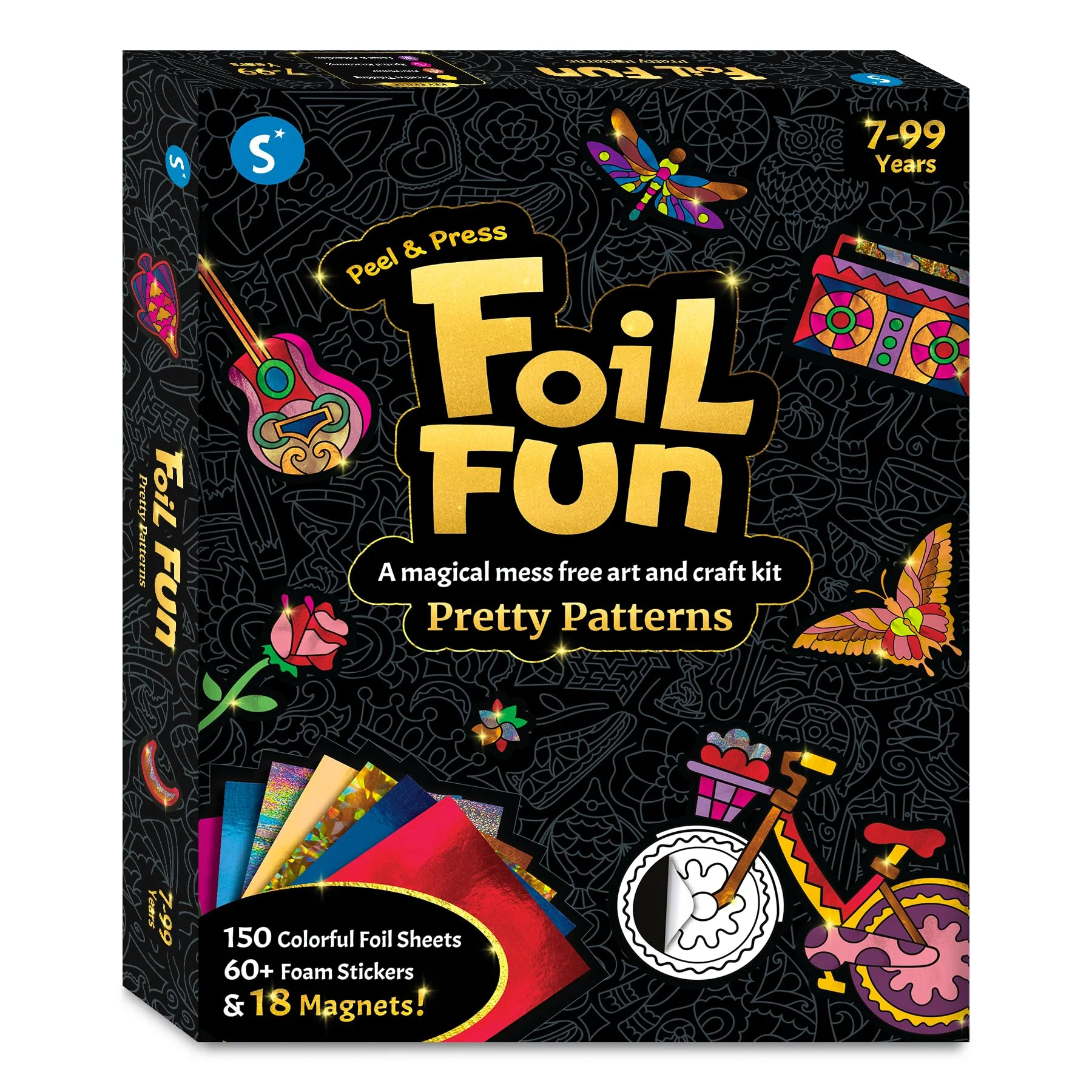 Skillmatics Foil Fun - Pretty Patterns, 18 DIY Magnets Mess-Free Art, Colorful Creative Party Activity, Craft Kits, 60+ Foam Stickers, Christmas Gifts for Kids, Teens, Adults, Families - Image 2