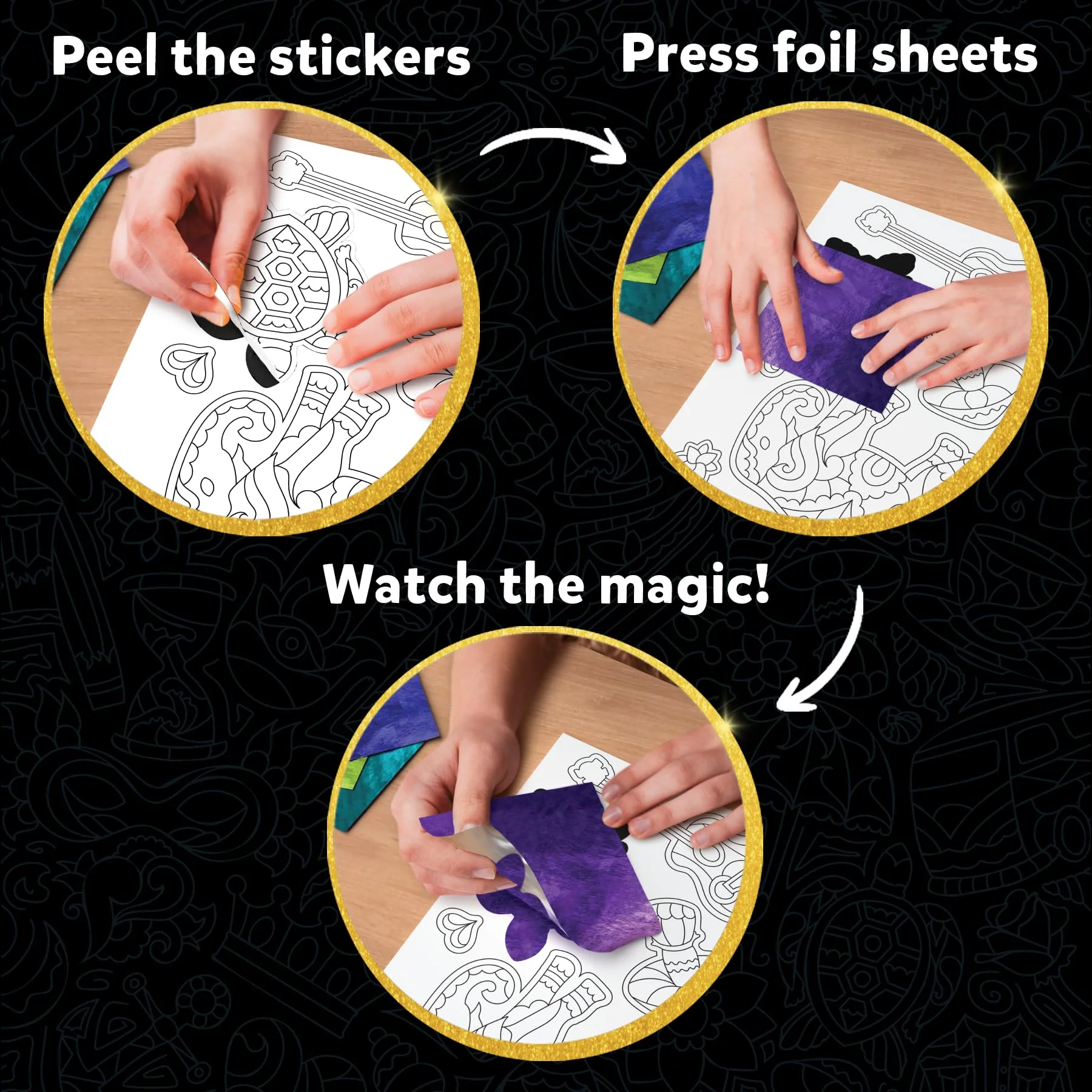 Skillmatics Foil Fun - Pretty Patterns, 18 DIY Magnets Mess-Free Art, Colorful Creative Party Activity, Craft Kits, 60+ Foam Stickers, Christmas Gifts for Kids, Teens, Adults, Families - Image 6