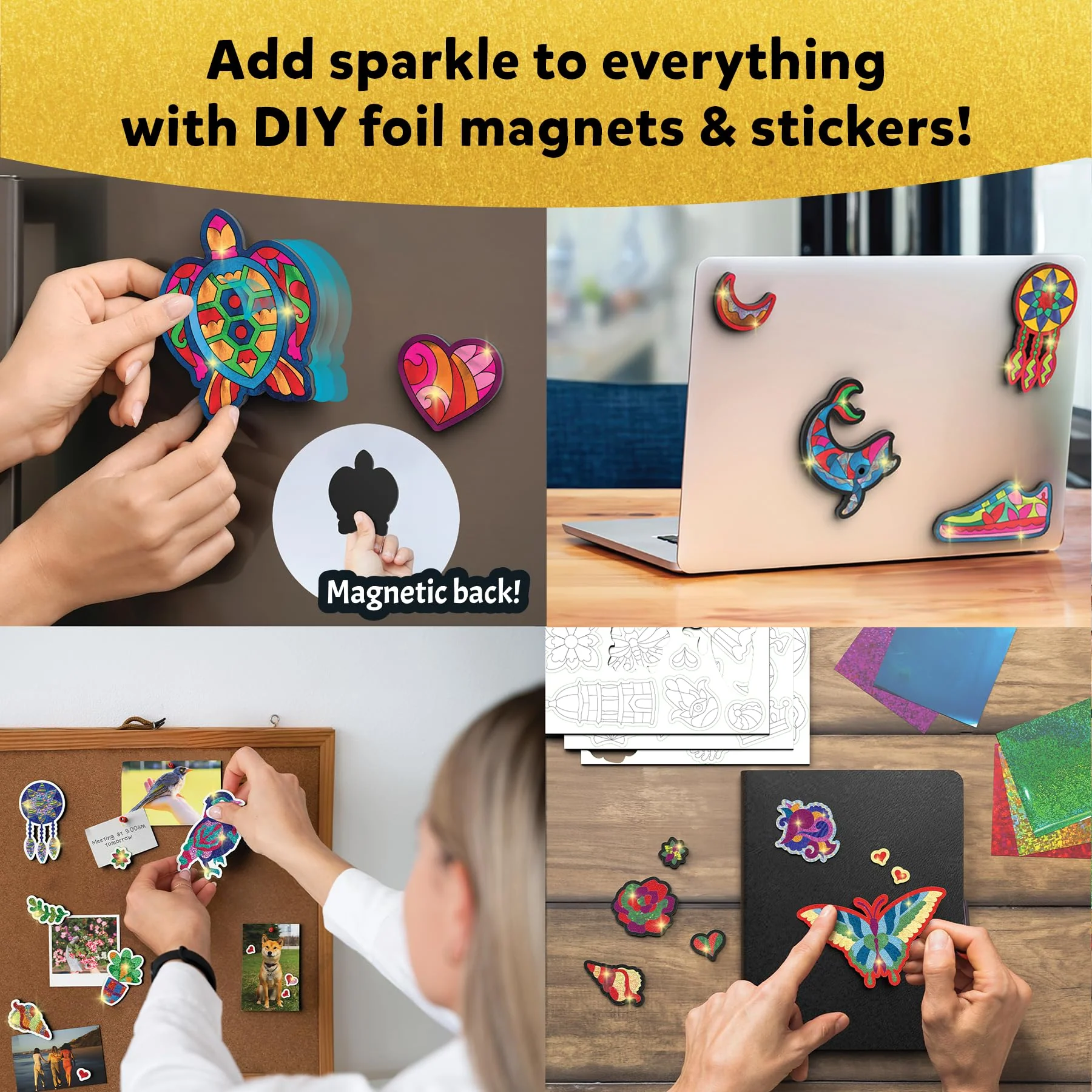 Skillmatics Foil Fun - Pretty Patterns, 18 DIY Magnets Mess-Free Art, Colorful Creative Party Activity, Craft Kits, 60+ Foam Stickers, Christmas Gifts for Kids, Teens, Adults, Families - Image 9