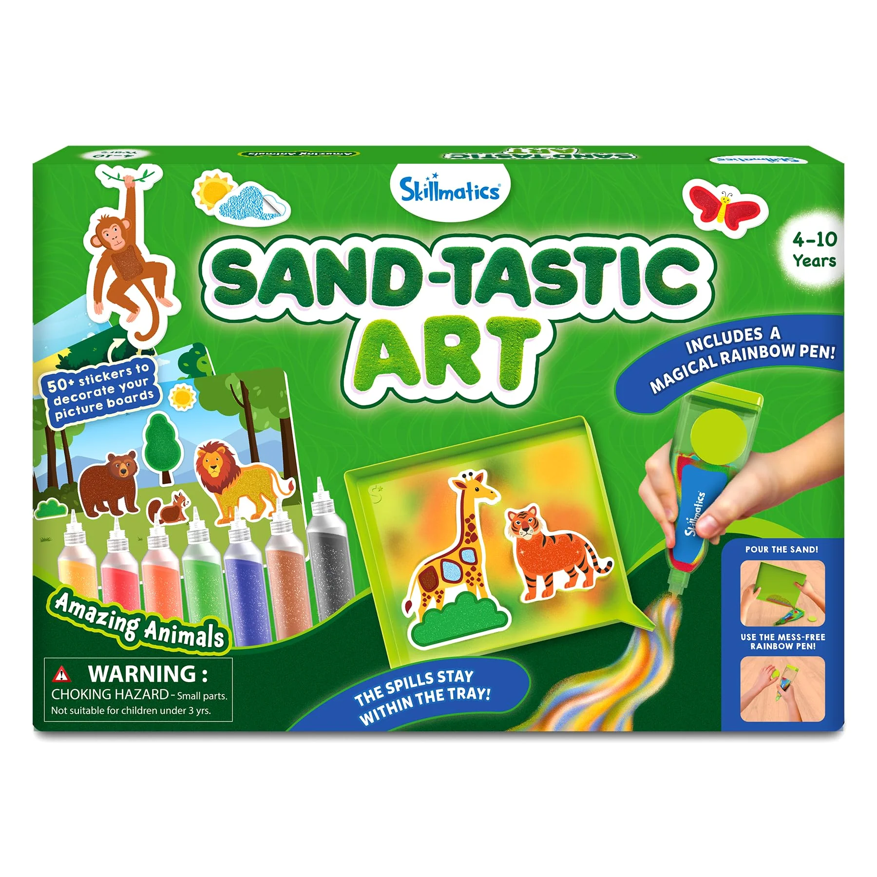 Skillmatics Sand Art Activity - Mess-Controlled DIY Animal Craft Kit with 50+ Colorful Stickers, Creative Arts & Crafts for Kids, Fun Hands-On Activity, Christmas Gifts for Ages 4, 5, 6, 7, 8, 9, 10