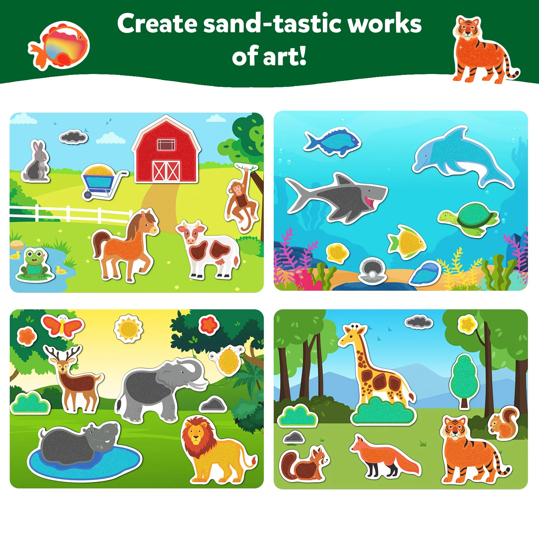 Skillmatics Sand Art Activity - Mess-Controlled DIY Animal Craft Kit with 50+ Colorful Stickers, Creative Arts & Crafts for Kids, Fun Hands-On Activity, Christmas Gifts for Ages 4, 5, 6, 7, 8, 9, 10 - Image 7