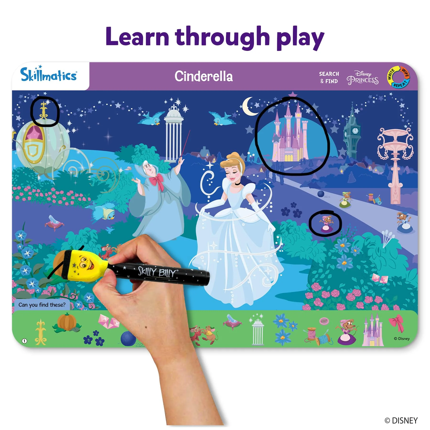 Skillmatics Search and Find Disney Princess Educational Game - Reusable Preschool Learning Activities, Christmas Toys, Art & Crafts, Gifts for Toddlers & Kids of Ages 3, 4, 5, 6 - Image 7