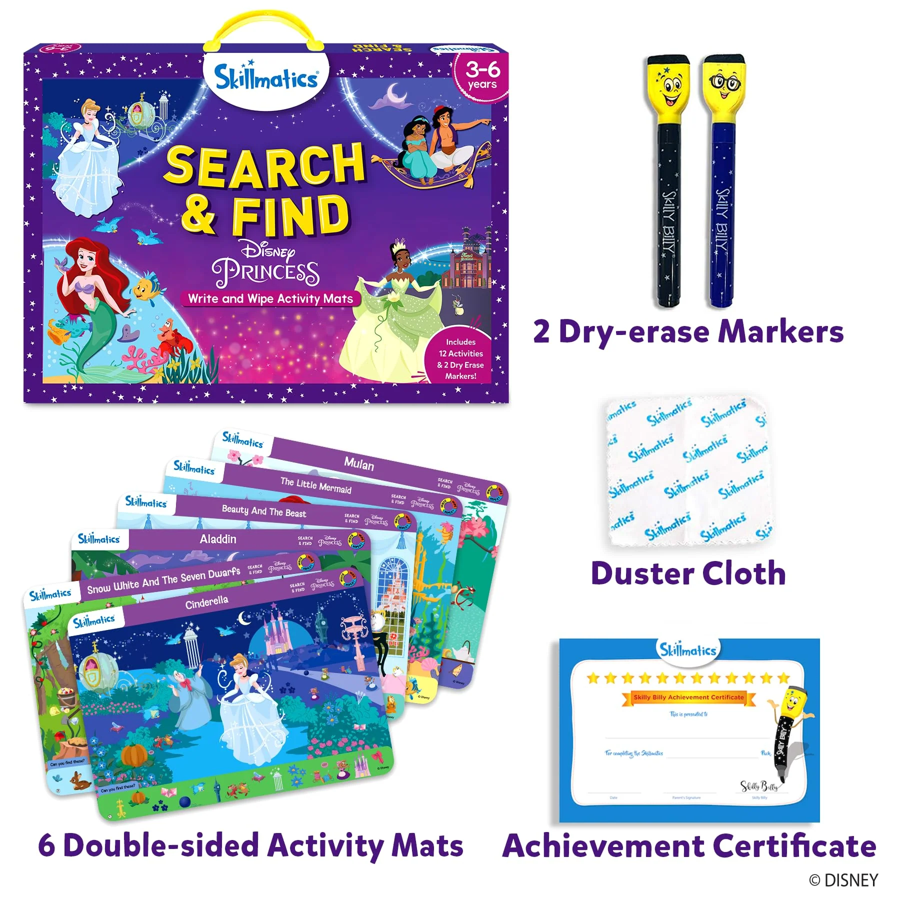 Skillmatics Search and Find Disney Princess Educational Game - Reusable Preschool Learning Activities, Christmas Toys, Art & Crafts, Gifts for Toddlers & Kids of Ages 3, 4, 5, 6 - Image 9