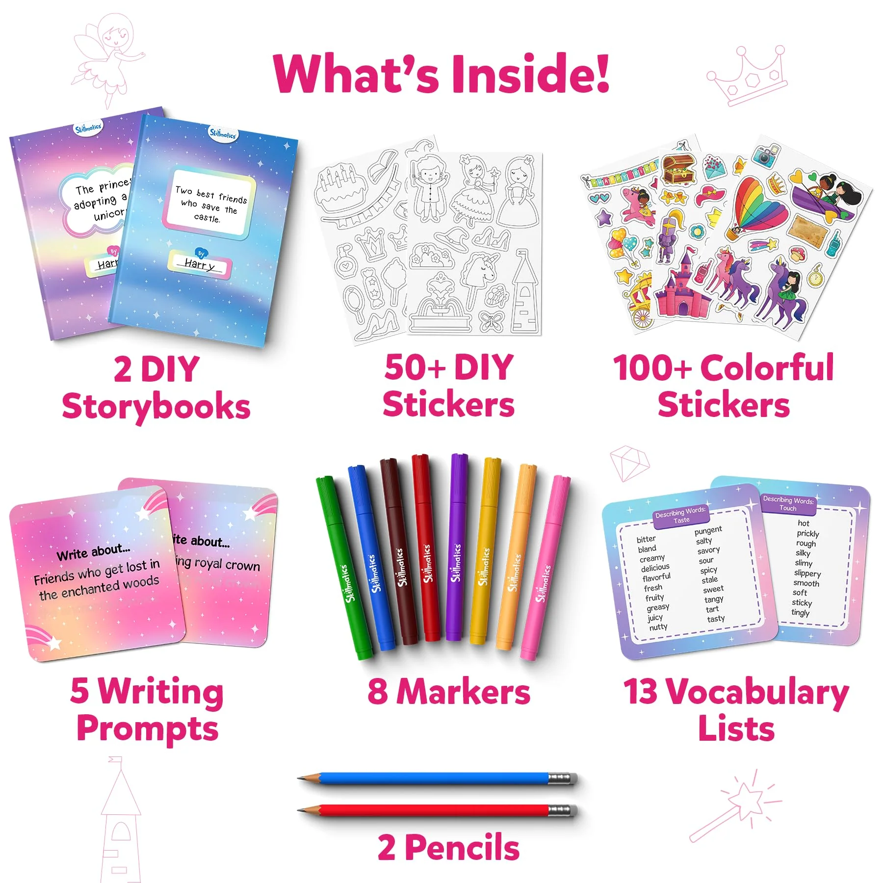 Skillmatics Storybook Art Kit - Create Fairytale Stories, DIY Craft & Writing Kit with 300+ Stickers, Scrapbooking & Journal Activity, Christmas Gifts for Kids Ages 5, 6, 7, 8, 9, 10 - Image 9