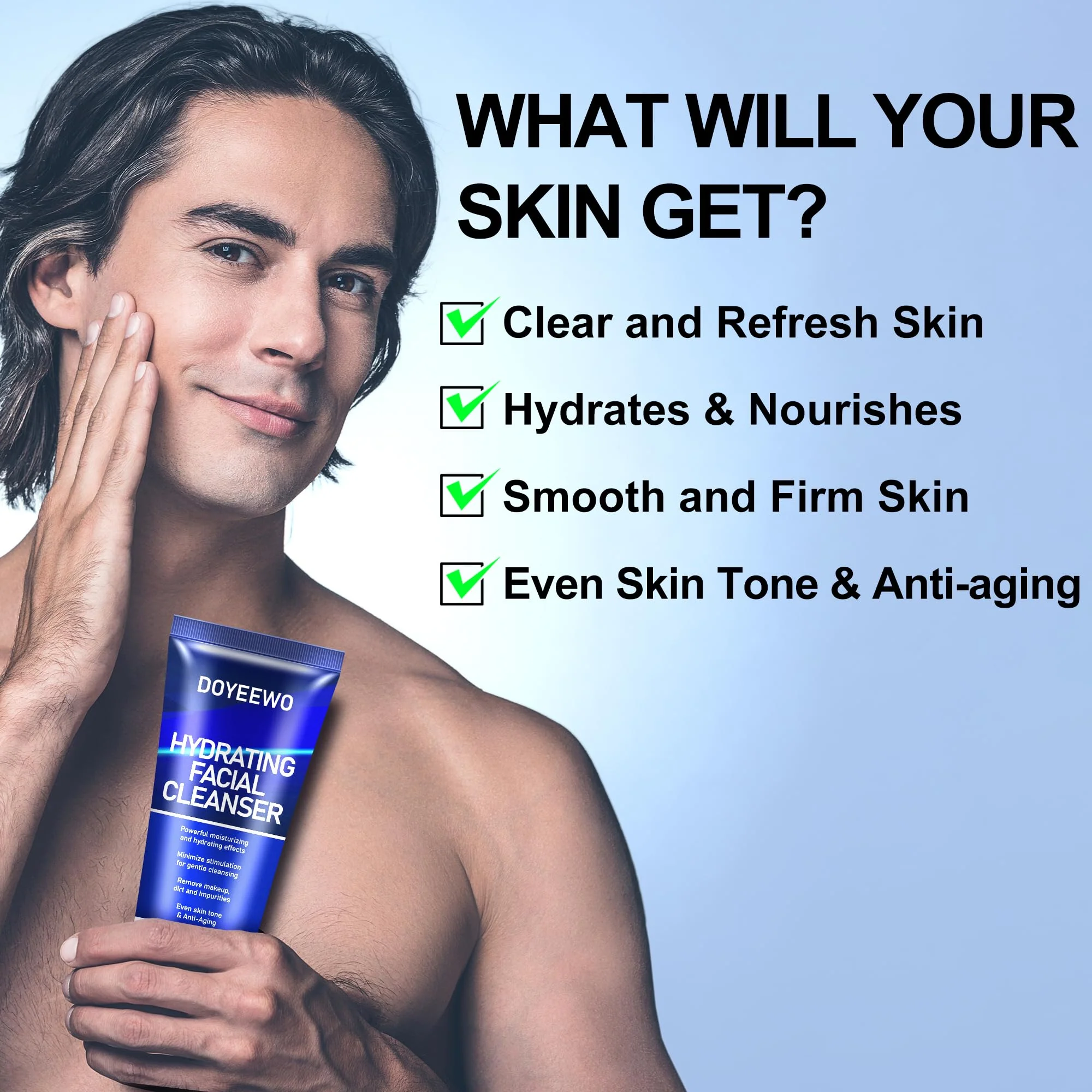 Skin Care for Men, Hydrate, Firm, Anti-Aging & Wrinkle Mens Self Care Facial Face Routine Kit,Birthday Valentines Gift Baskets for Young Men Him Teen Boy Dad Boyfriend Husband Christmas Gifts Ideas - Image 3