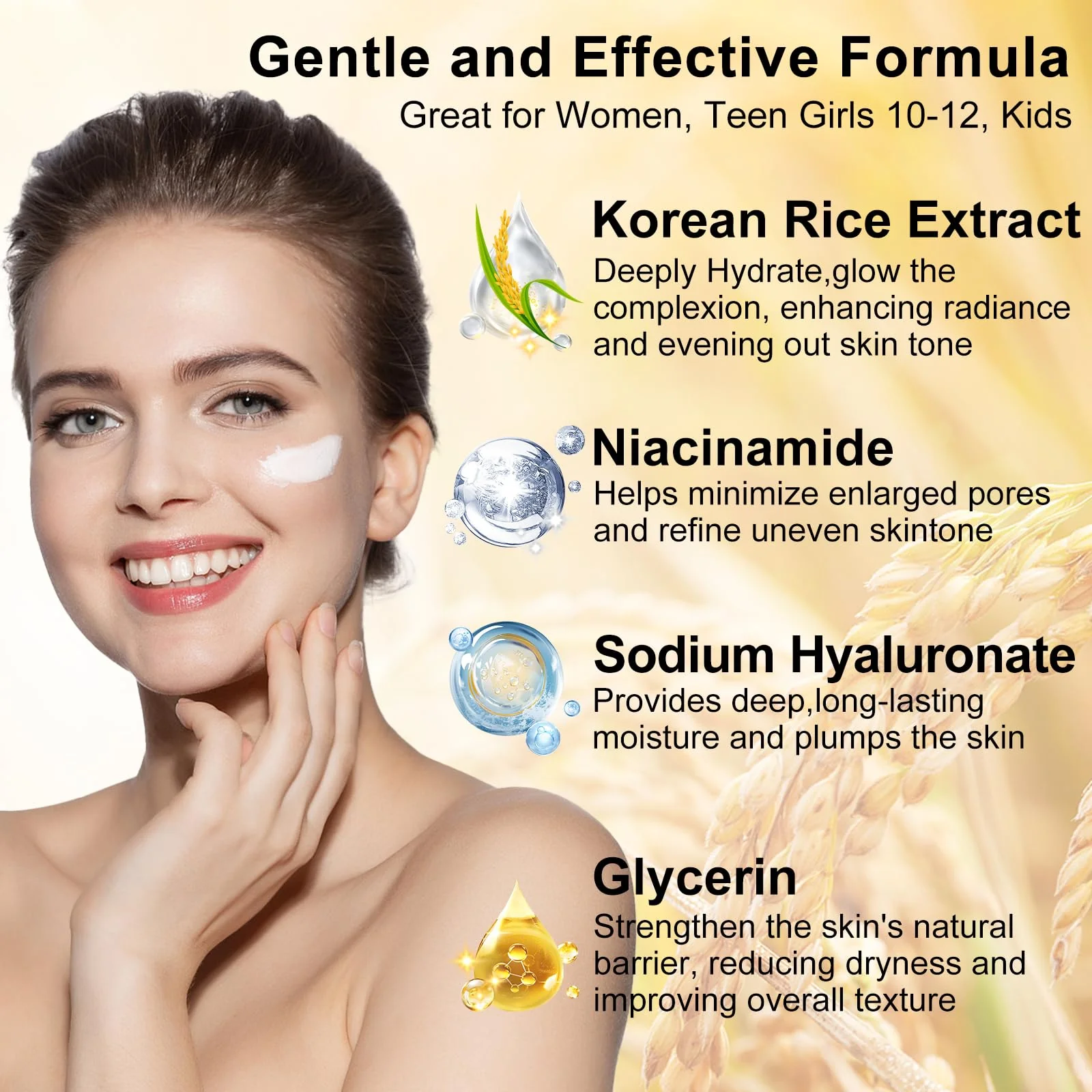 Skin Care Set,Women Teen Glass Skincare 6pcs w/Korean Rice Extract,Hydrate Glow Repair Anti-Aging Facial Routine Kit Gift for Women Mom Wife Teenage Girl Trendy Stuff Christmas Gifts Stocking Stuffers - Image 5