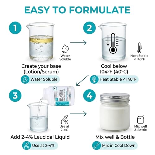 Skin Perfection Leucidal Liquid - Natural Preservative for Lotion Making - DIY Lotion Making Supplies Natural Preservatives for Cosmetics & Compatible with Lotion-Making Serums - 4oz - Image 6