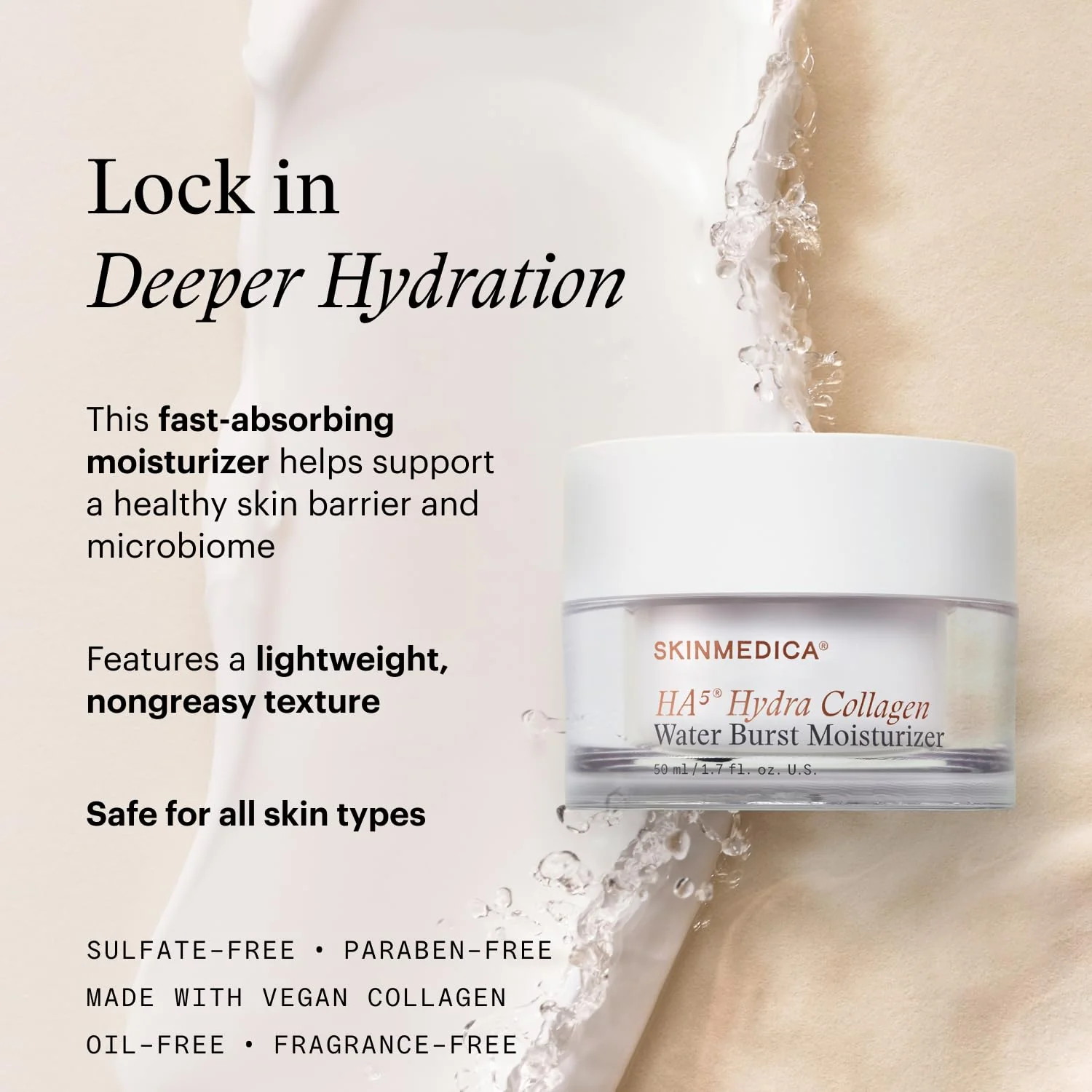 SkinMedica HA⁵ Hydra Collagen Water Burst Face Moisturizer with Vegan Collagen - Plumping Face Cream with Microbiome Barrier Complex for 24-Hour Hydration - Helps Replenish Dry, Dull Skin (1.7 Fl Oz) - Image 8