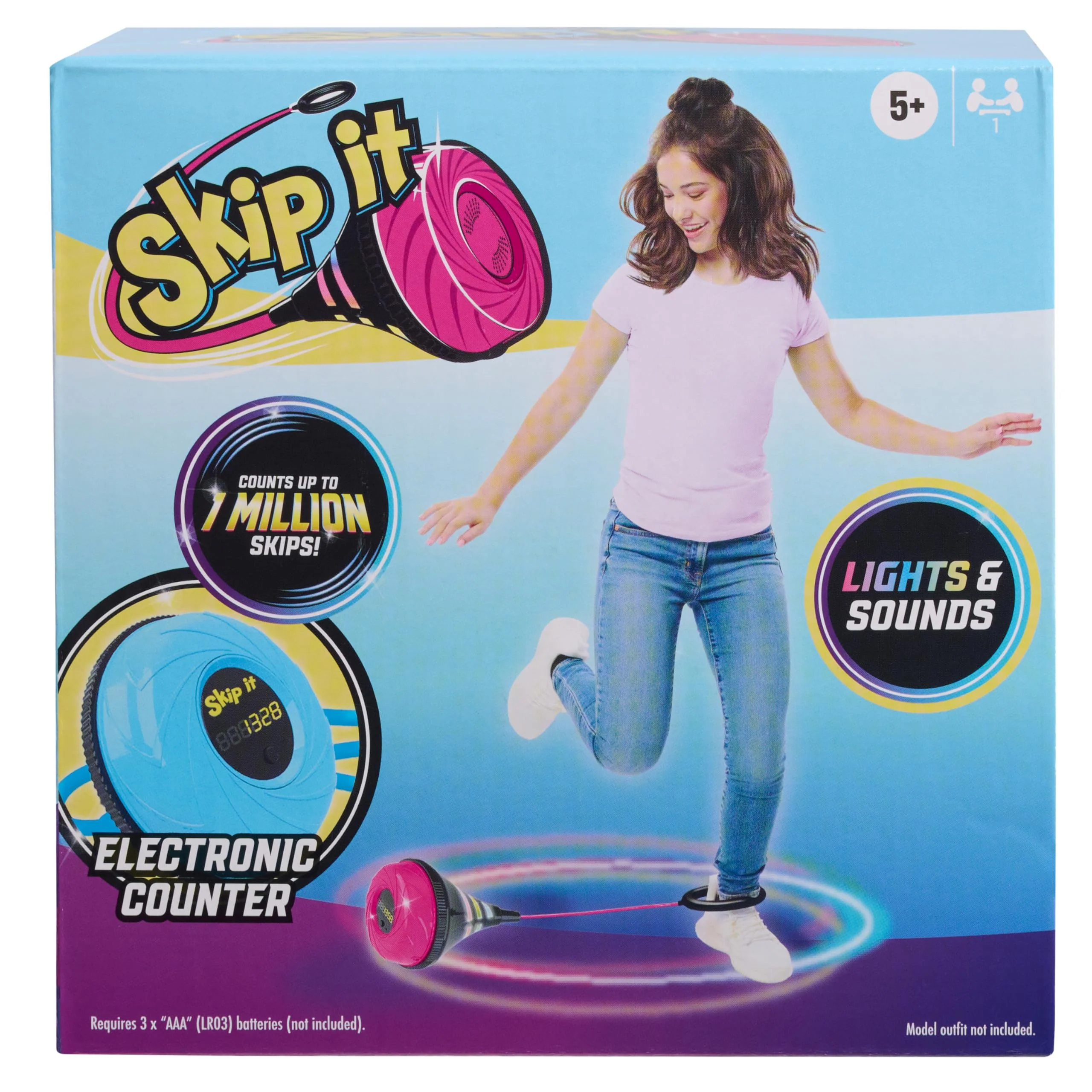 Skip It Retro Outdoor Toy, Light Up Ball and Digital Counter, Pink, Soft Foam Padded Ankle Ring, 79 cm Long, Screen Free Play, Toy for Boys, Girls, Kids Ages 5 and Up - Image 2