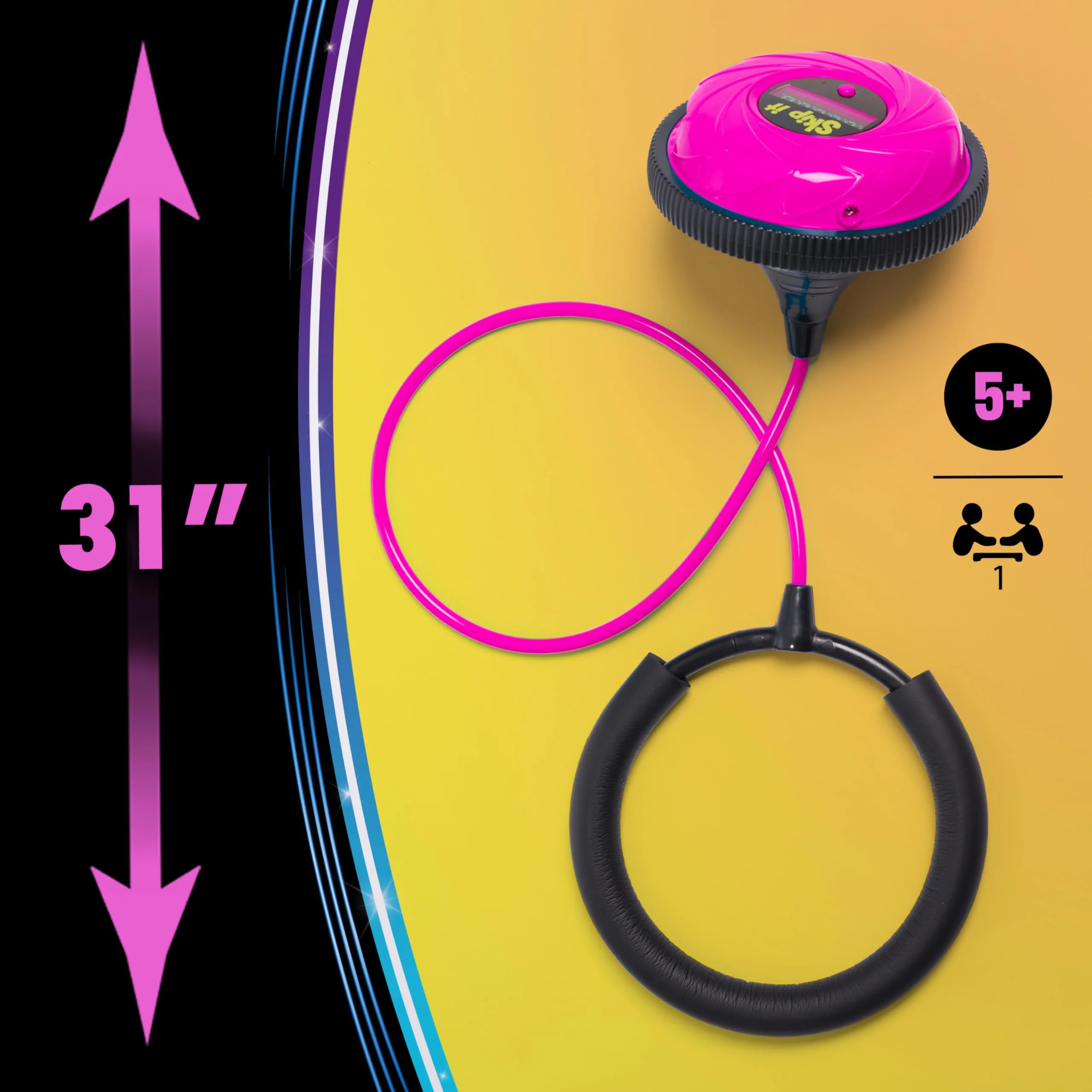 Skip It Retro Outdoor Toy, Light Up Ball and Digital Counter, Pink, Soft Foam Padded Ankle Ring, 79 cm Long, Screen Free Play, Toy for Boys, Girls, Kids Ages 5 and Up - Image 3