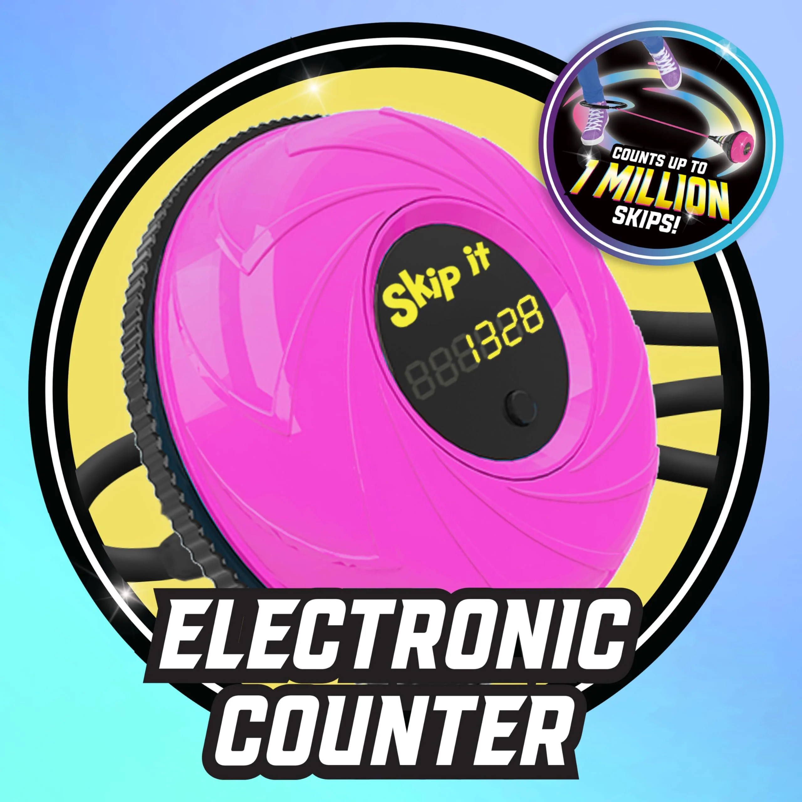 Skip It Retro Outdoor Toy, Light Up Ball and Digital Counter, Pink, Soft Foam Padded Ankle Ring, 79 cm Long, Screen Free Play, Toy for Boys, Girls, Kids Ages 5 and Up - Image 7
