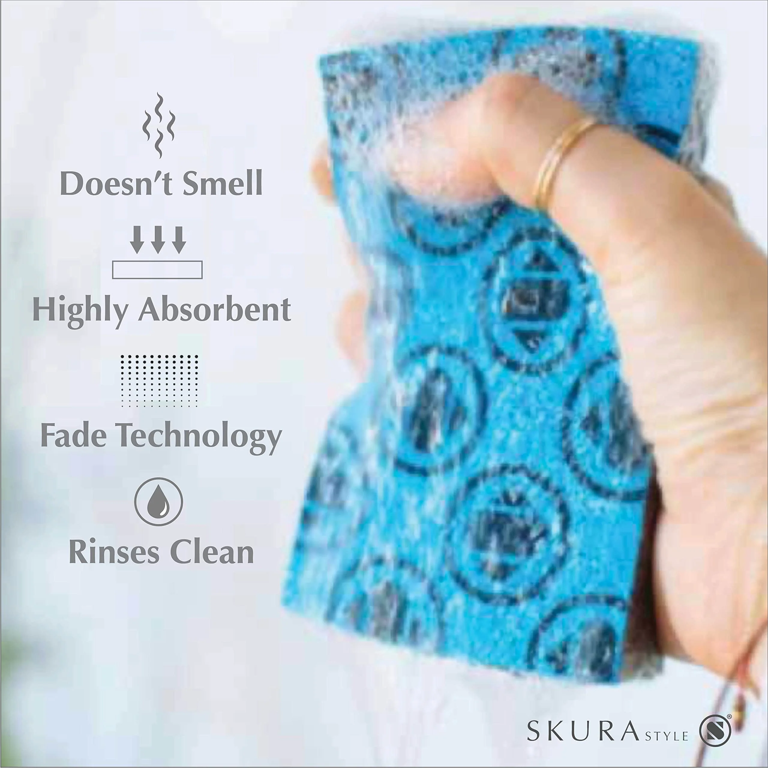 Skura Style Smart Kitchen Dish Sponges (Bulk 8 Pack) | Odor Free Non-Scratch Scrub Pad | Household Cleaning Scrubber for Sink, Counters, Surfaces, Pots, Pans, Dishwashing | Color-Fade Change Indicator - Image 4