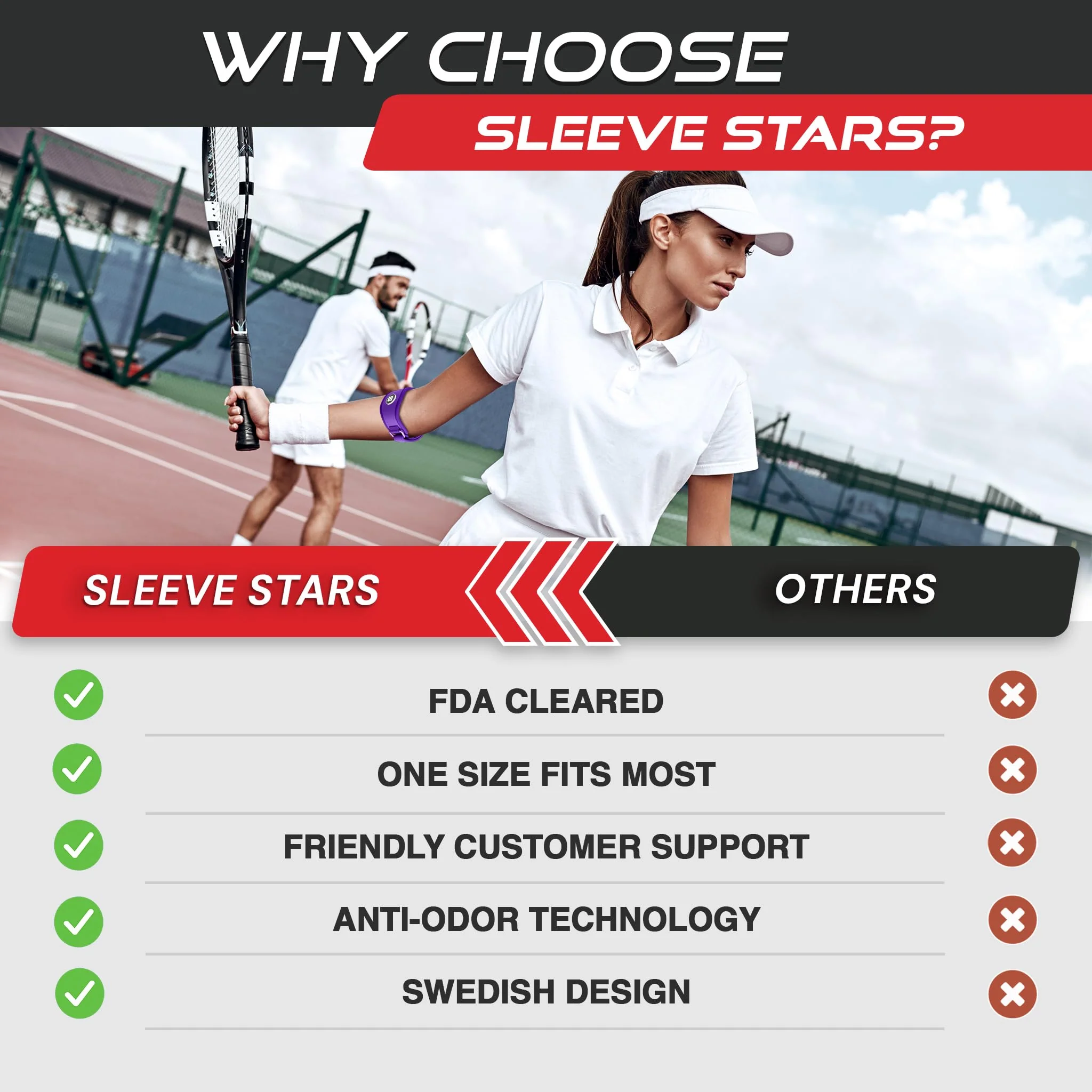 Sleeve Stars Tennis Elbow Brace for Women - Adjustable Tennis Elbow Strap, Golfers Elbow Brace for Men, Counterforce Brace for Tendonitis Relief, Fits 9"-23" (Pair/Dark Purple) - Image 4