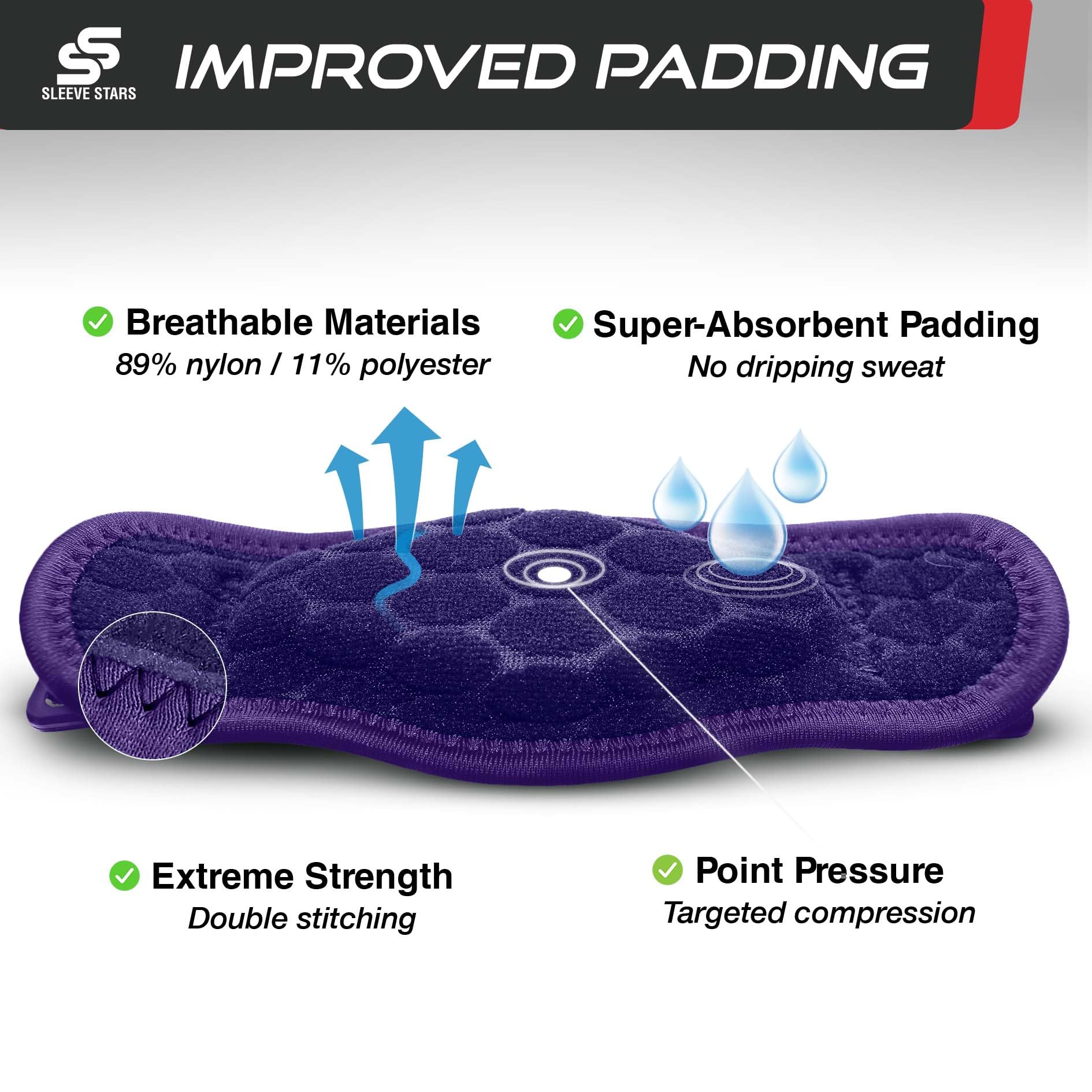 Sleeve Stars Tennis Elbow Brace for Women - Adjustable Tennis Elbow Strap, Golfers Elbow Brace for Men, Counterforce Brace for Tendonitis Relief, Fits 9"-23" (Pair/Dark Purple) - Image 7