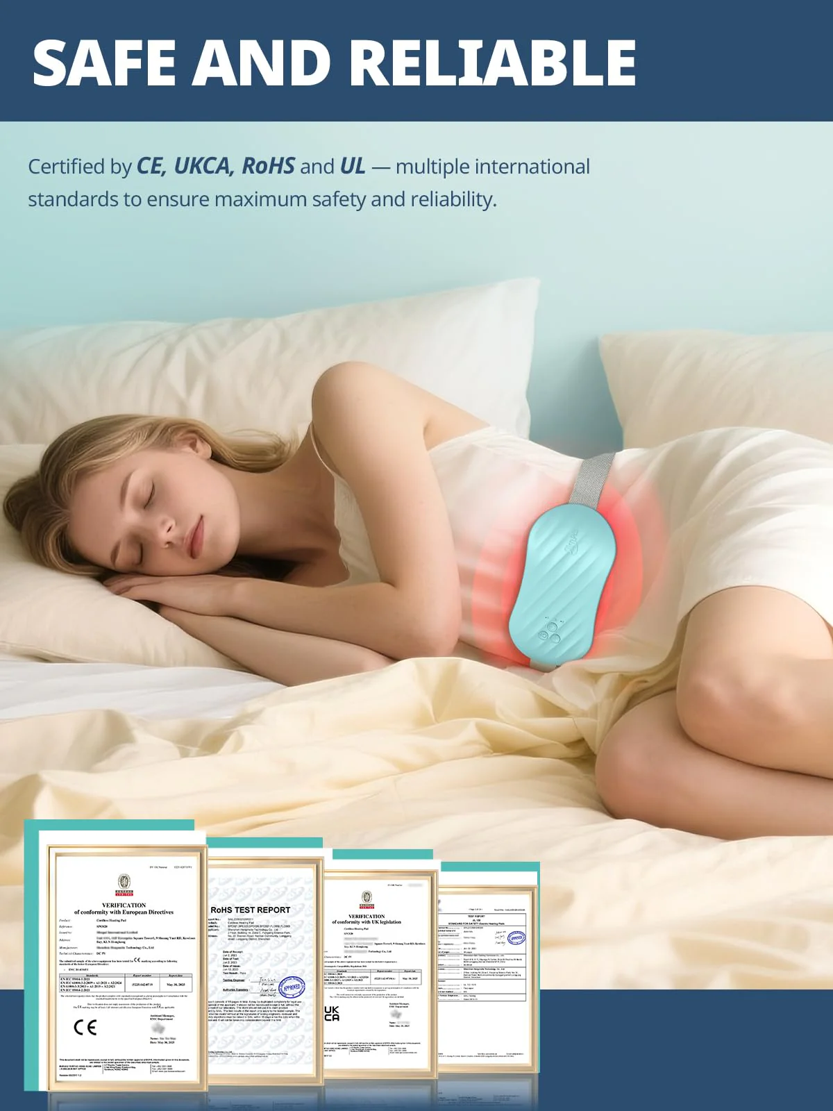 Slimpal Heating Pad for Period Cramps, Portable Heating Pad for Menstrual Relief, Electric Cordless Heating Belt for Back, Belly, Waist, Stomach, Wearable Heat Belt Gifts for Her Women Girl, White - Image 4