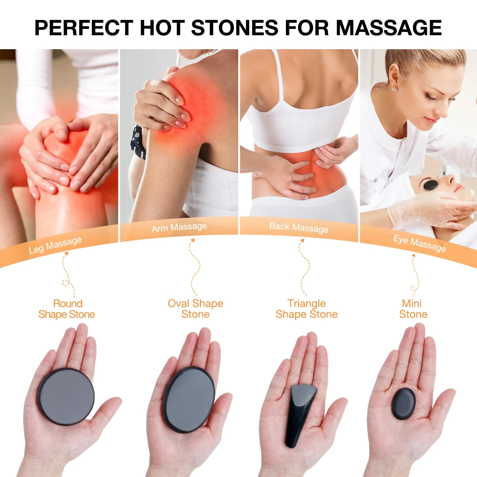 SLIMSTY Hot Stones Massage Set, 18 Pcs Basalt Hot Stones with Heater Kit, Massage Stones for Professional or Home spa, Relaxing, Healing, Pain Relief - Image 4