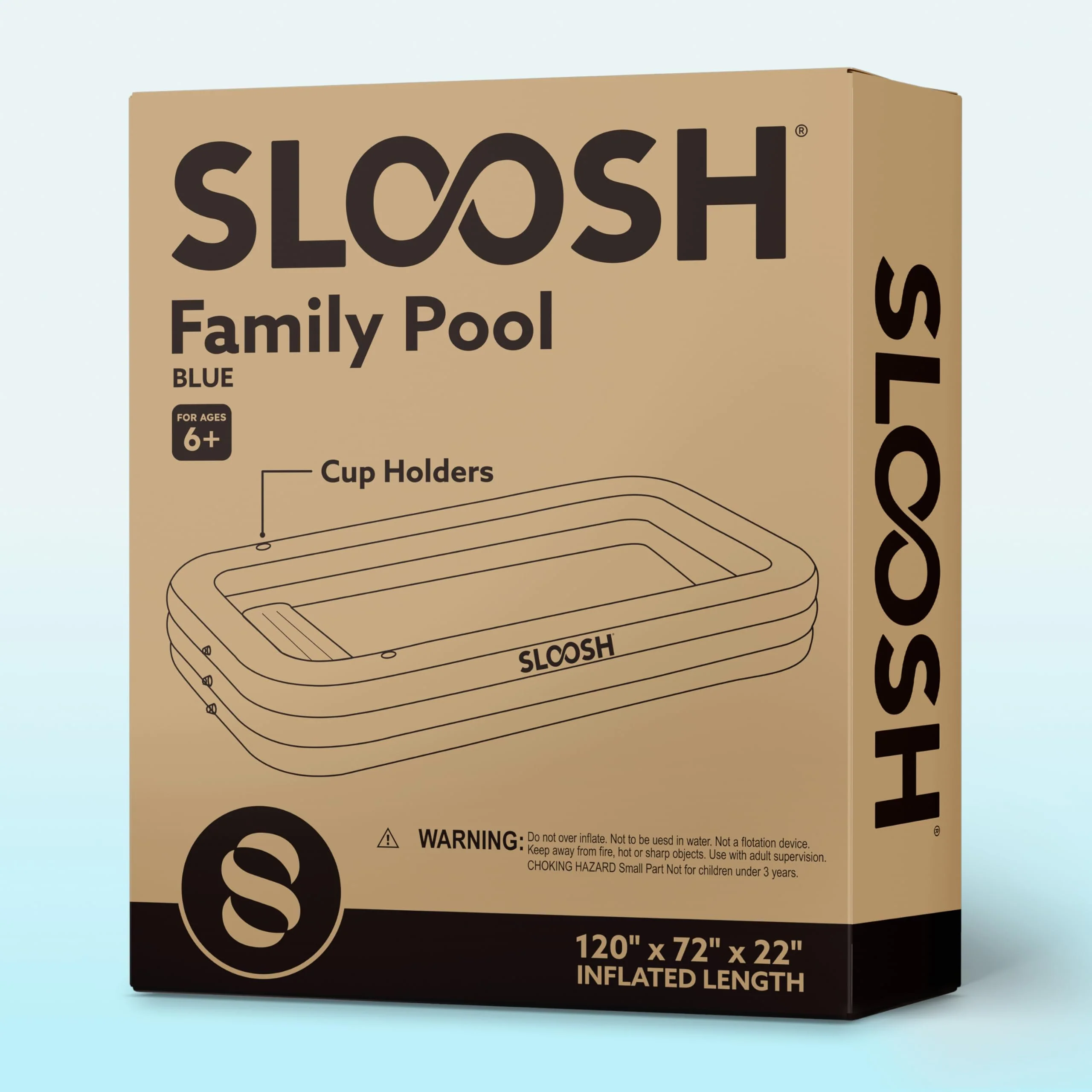 SLOOSH Inflatable Pool for Adults with Seats, 120" x 72" x 22" Full-Sized Blow Up Durable Thickened Above Ground Family Pool, Large Swimming Pools for Backyard Garden Lawn Summer Water Party, Blue - Image 2