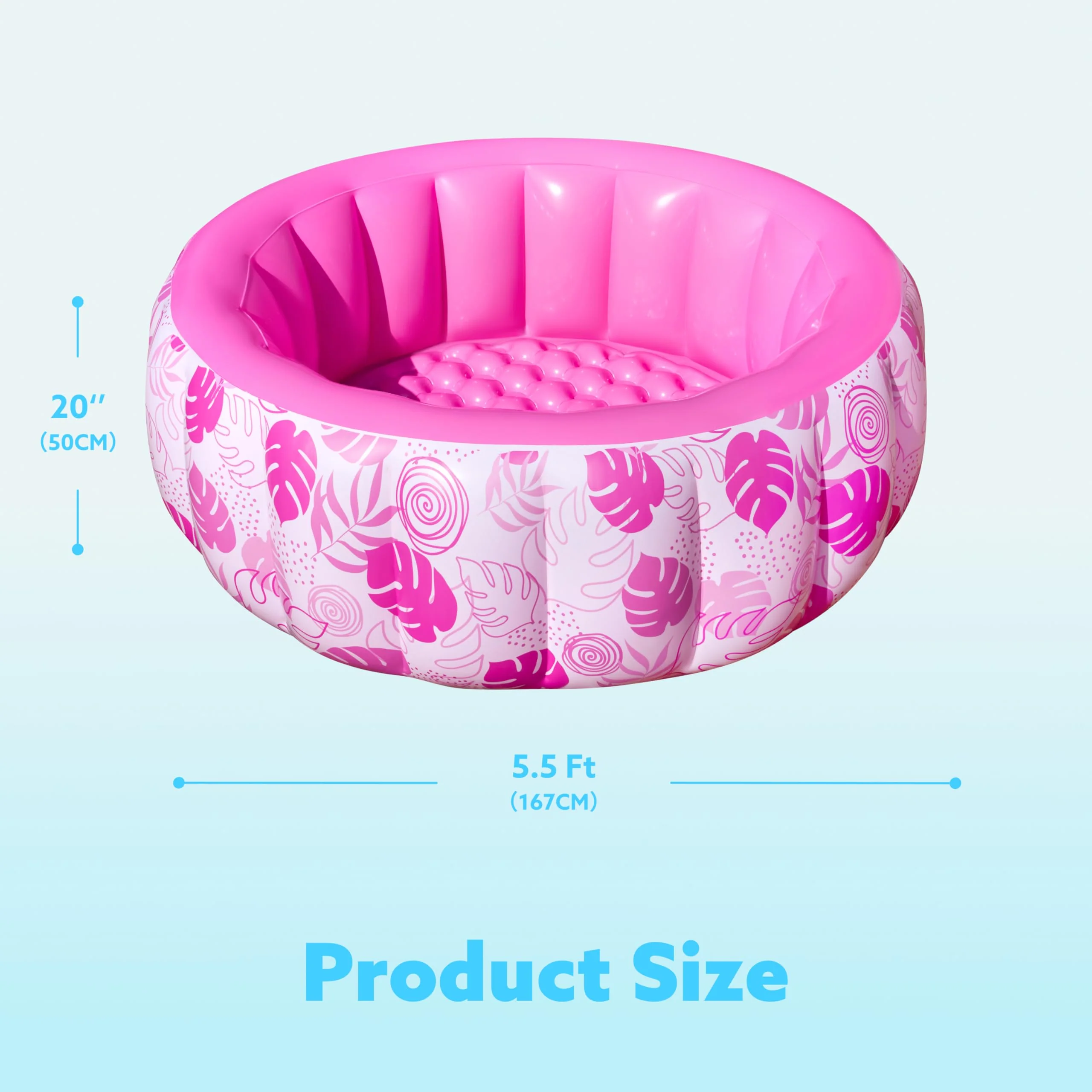 SLOOSH Inflatable Swimming Pool,5.5ft x 20 Inch Full-Sized Blow Up Durable Thickened Luxury Above Ground Family Pool with Comfortable Backrest for Summer Water Party Backyard Garden Lawn,Pink - Image 3