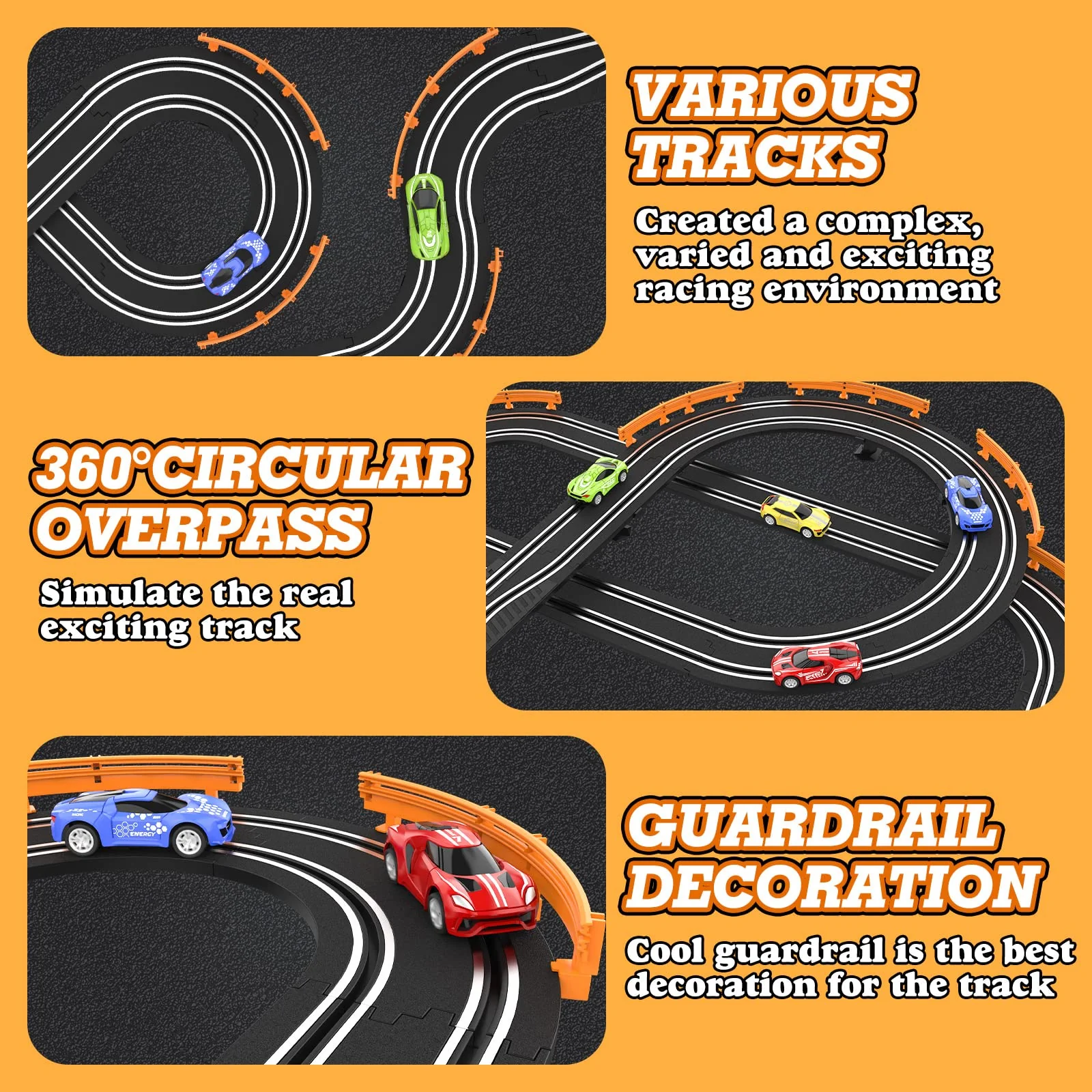 Slot Car Race Track Sets with 4 High-Speed Racing Car, Battery or Electric Race Car Track for Boys and Kids, Dual Racing Game Lap Counter Circular Overpass Track, Gifts Toys for Boys Kids Age 6 7 8-12 - Image 4