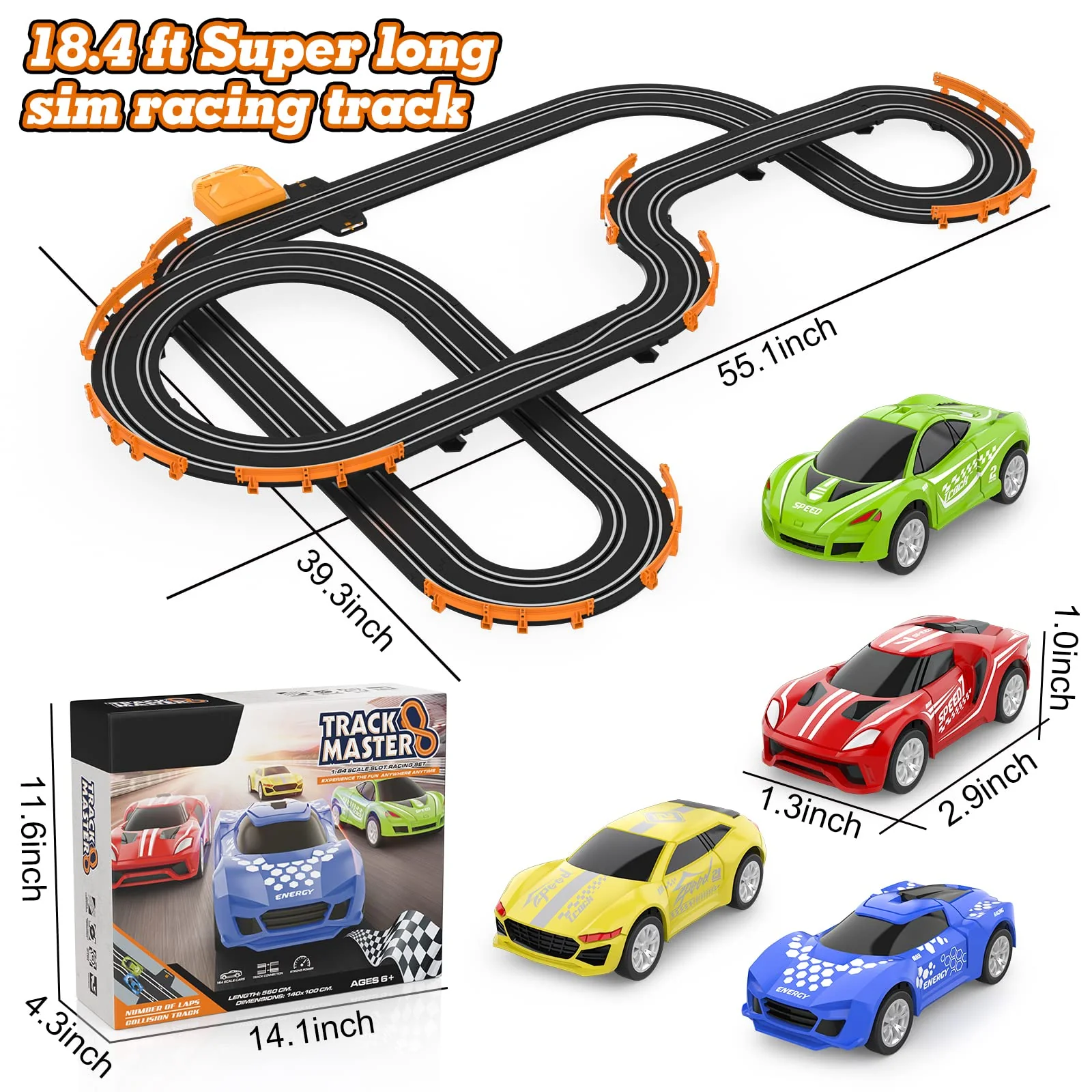 Slot Car Race Track Sets with 4 High-Speed Racing Car, Battery or Electric Race Car Track for Boys and Kids, Dual Racing Game Lap Counter Circular Overpass Track, Gifts Toys for Boys Kids Age 6 7 8-12 - Image 7