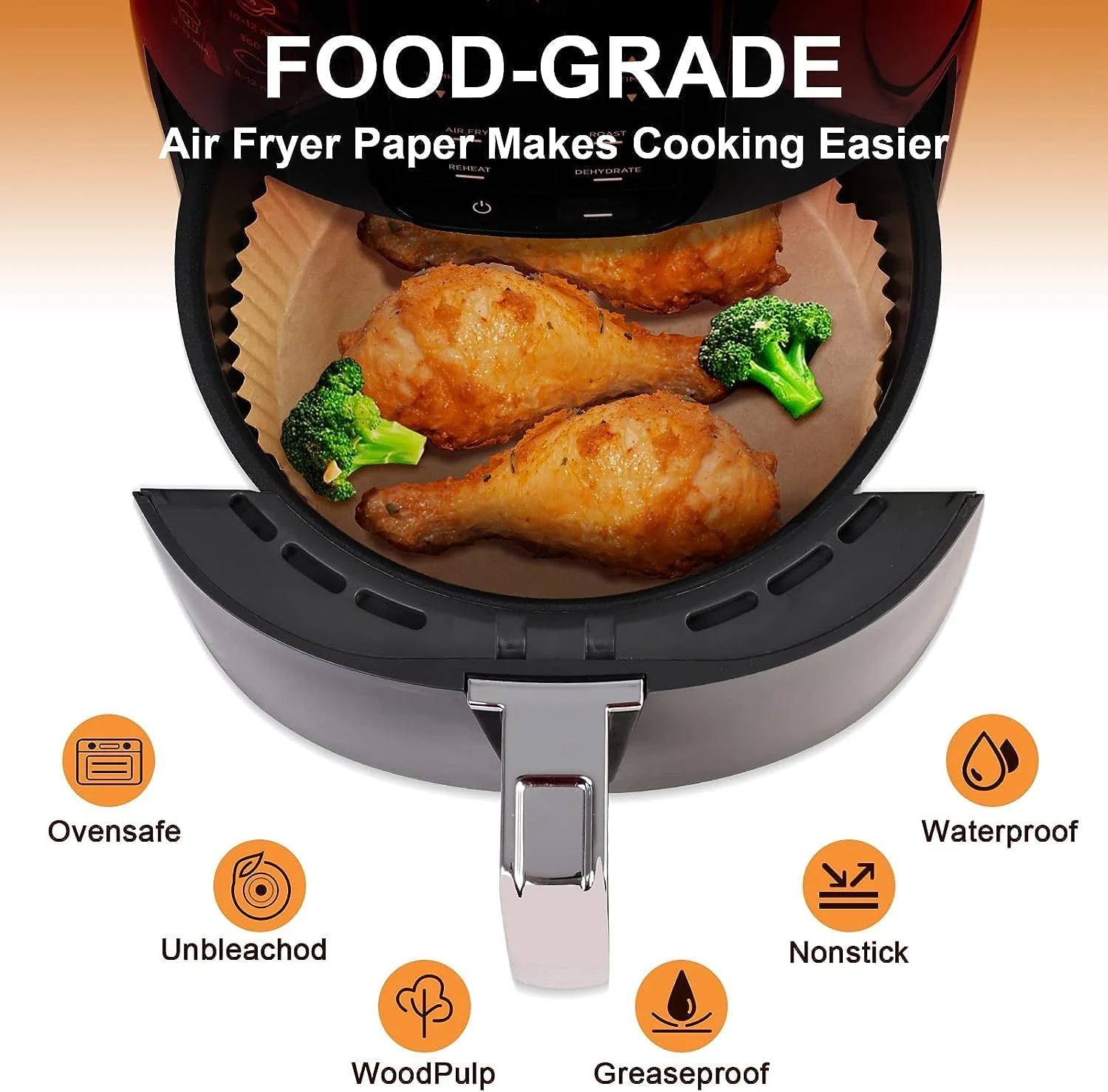 Small Air Fryer Liners Disposable Compatible with COSORI Air Fryer 2.1 Qt, 175 PCS Unbleached Parchment Paper 1-2 qt Small Air Fryer Liners Disposable for COSORI Accessories Non-Stick Baking Paper - Image 2