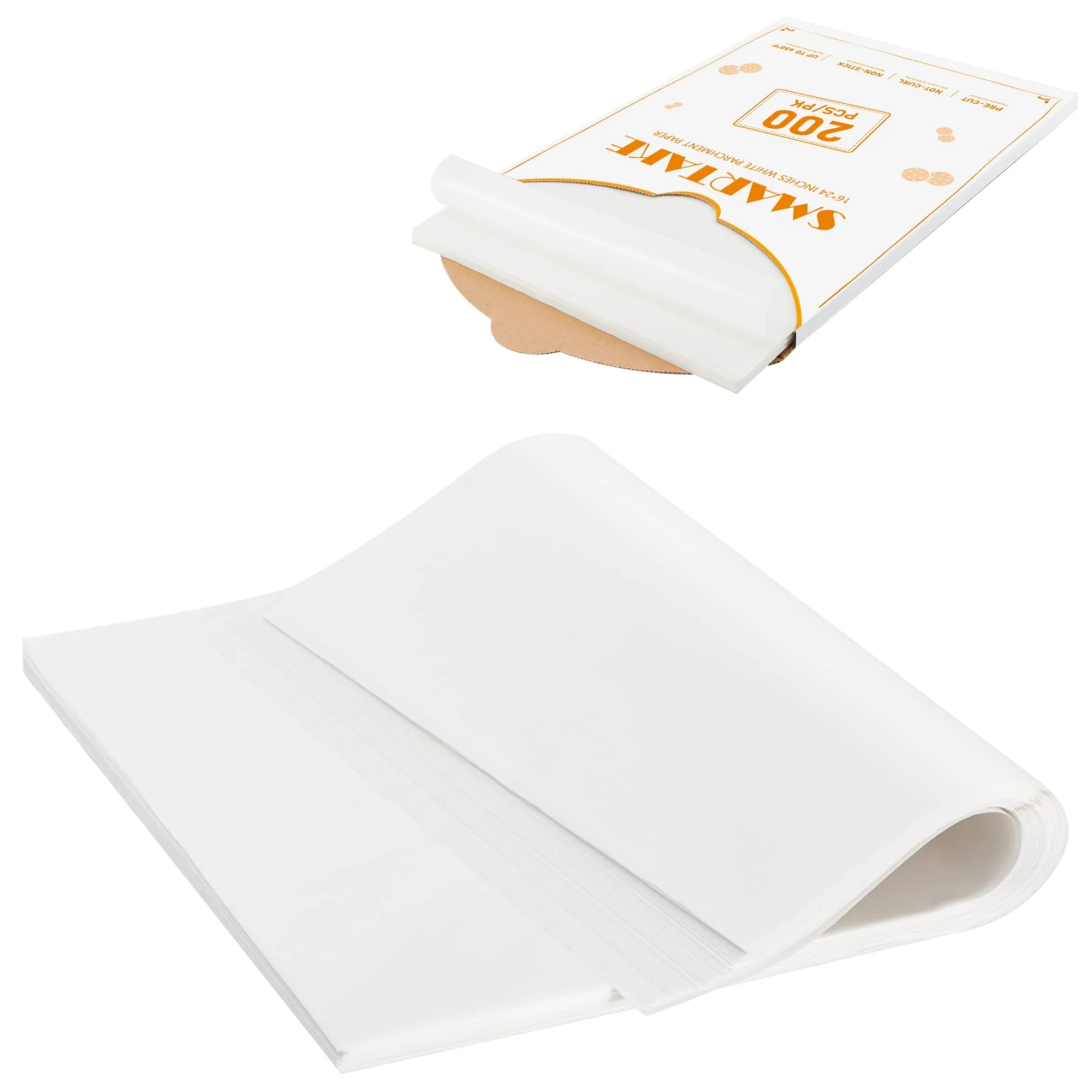 SMARTAKE 200 Pcs Parchment Paper Baking Sheets, 16x24 Inches Non-Stick Precut Baking Parchment, Suitable for Baking Grilling Air Fryer Steaming Bread Cup Cake Cookie and More (White) - Image 2