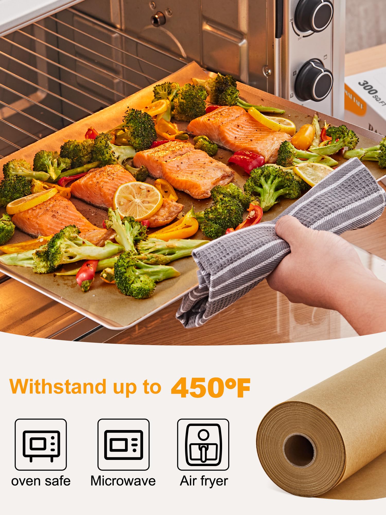 SMARTAKE Parchment Paper Roll for Baking, 2-Pack of 13 in x 278 ft, 600 sq.ft, Non-Stick Baking Paper Sheets with Slide Cutter, Heavy Duty Extra Long, for Kitchen Baking Cooking Grilling, Unbleached - Image 8