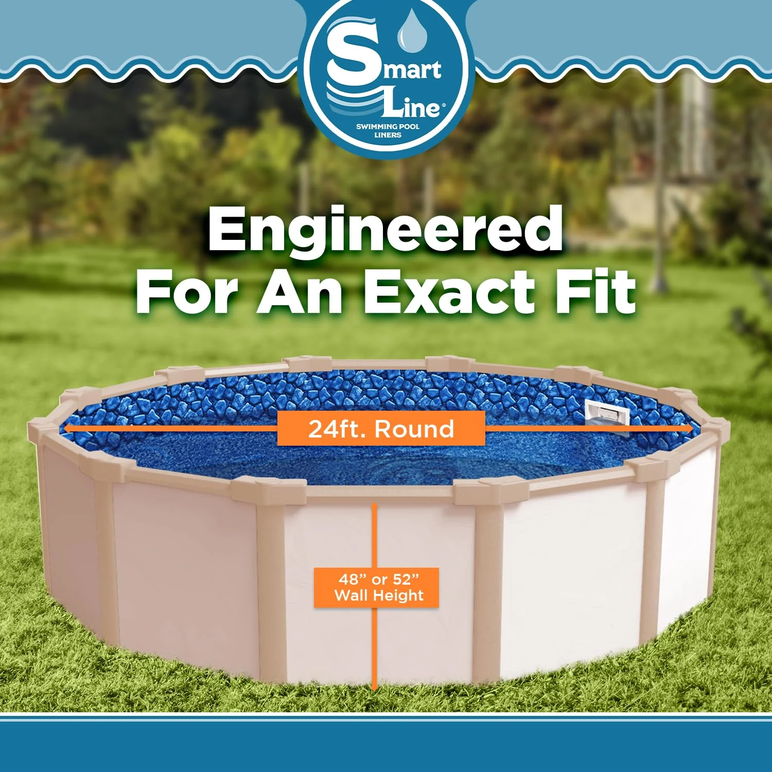 Smartline 24 ft Round Swimming Pool Liner | Boulder Swirl | Overlap Style | 48-52 Inch Wall Height | 30 Gauge Heavy Duty Virgin Vinyl | Designed for Steel Sided Above Ground Pools - Image 3