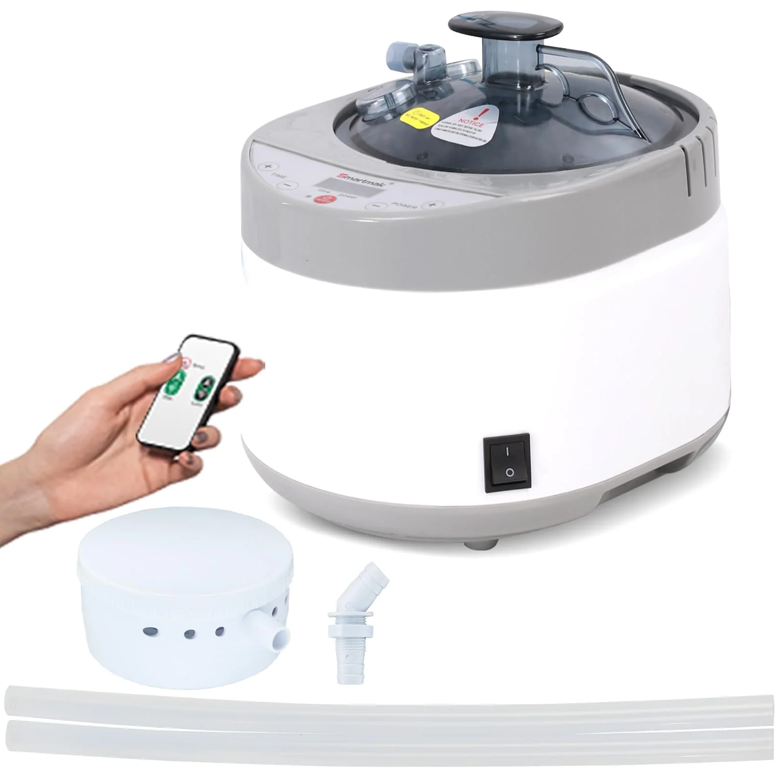 Smartmak Sauna Steamer, Portable 4L Upgraded 1500W Steam Pot Generator with Remote Control, Spa Machine with 99 Minutes Timer Display, Herbal Box for Body Detox, 110V US Plug