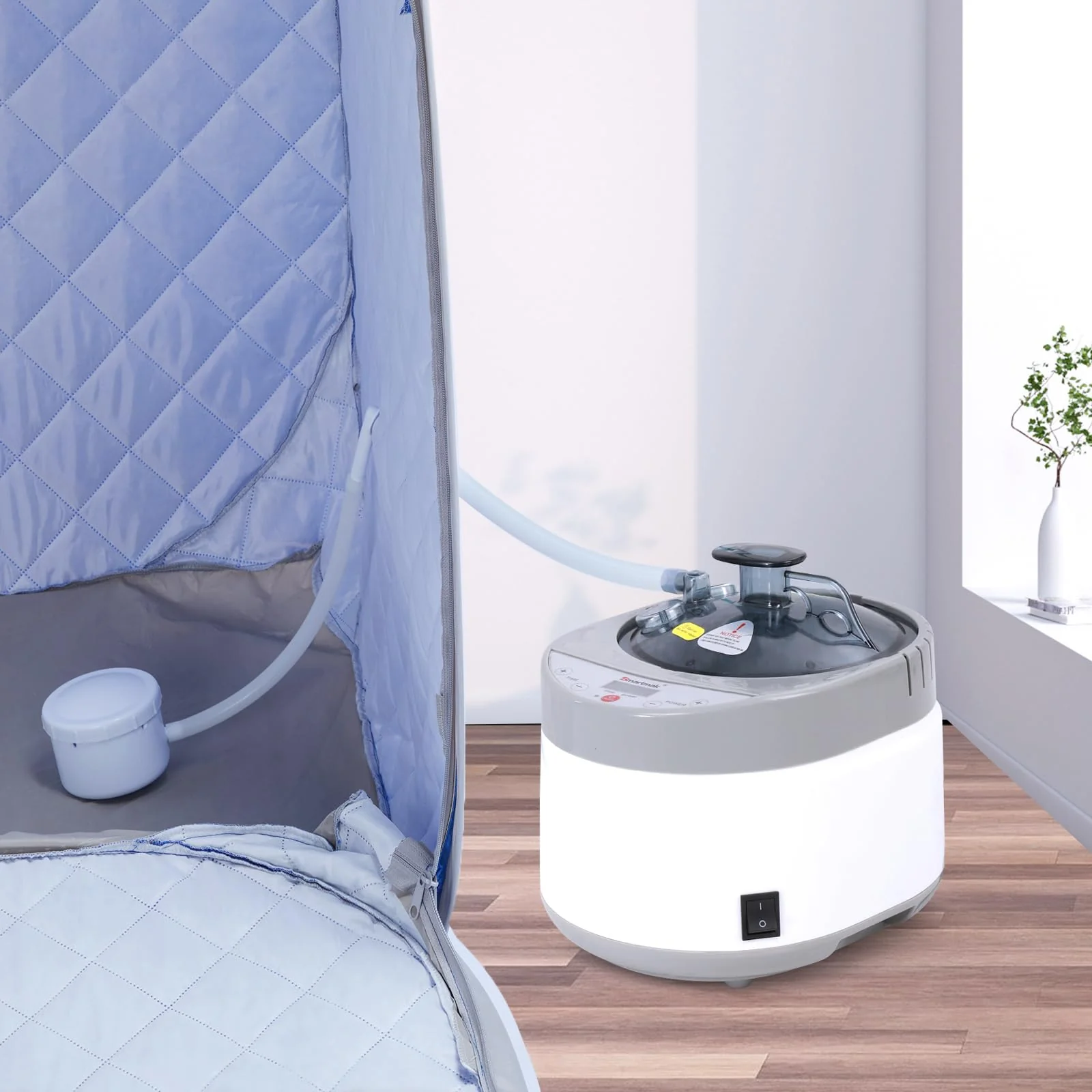 Smartmak Sauna Steamer, Portable 4L Upgraded 1500W Steam Pot Generator with Remote Control, Spa Machine with 99 Minutes Timer Display, Herbal Box for Body Detox, 110V US Plug - Image 3