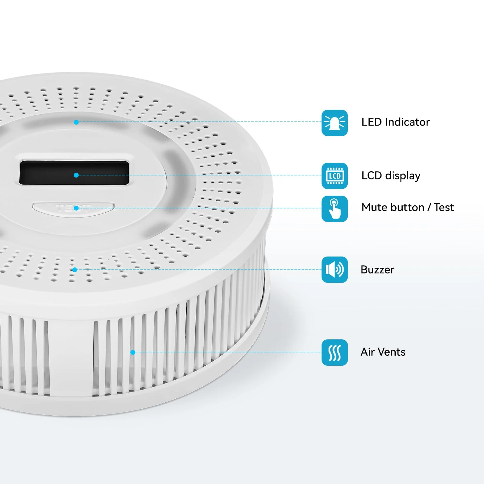 Smoke Detector Carbon Monoxide Gas Alarm, Fire Carbon Monoxide (CO) Detector 2 in 1 with Digital Display and Sound Light Alarm, Battery Operated Suitable for Bedroom Warehouse Kitchen or RV Travel - Image 8