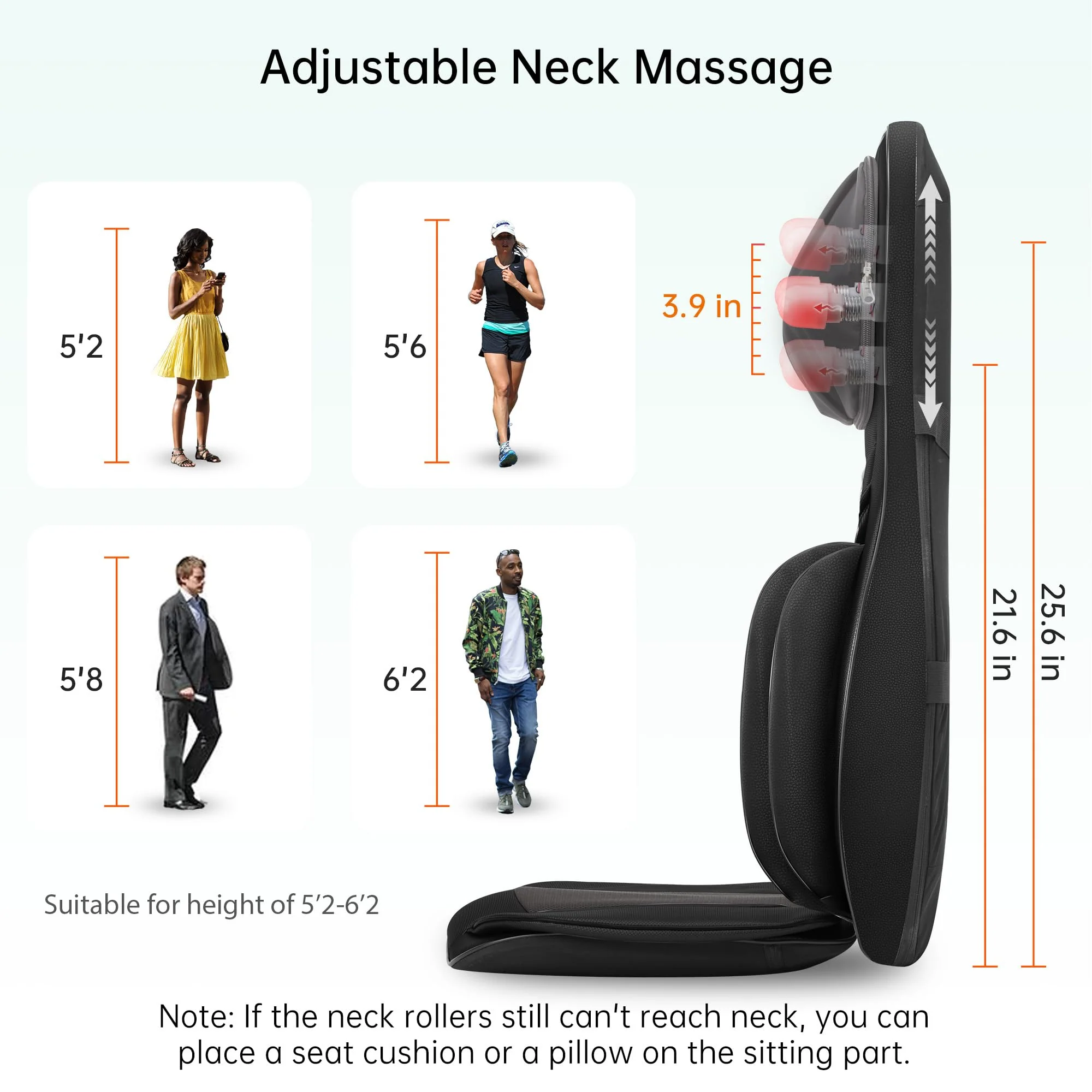 Snailax Neck Back Massager with Heat, Full Body Massage Chair Pad, Adjustable Compression, Rolling, Shiatsu Massage Seat Cushion, Chair Massagers,Gifts for Women, Man (Upgrade) - Image 5