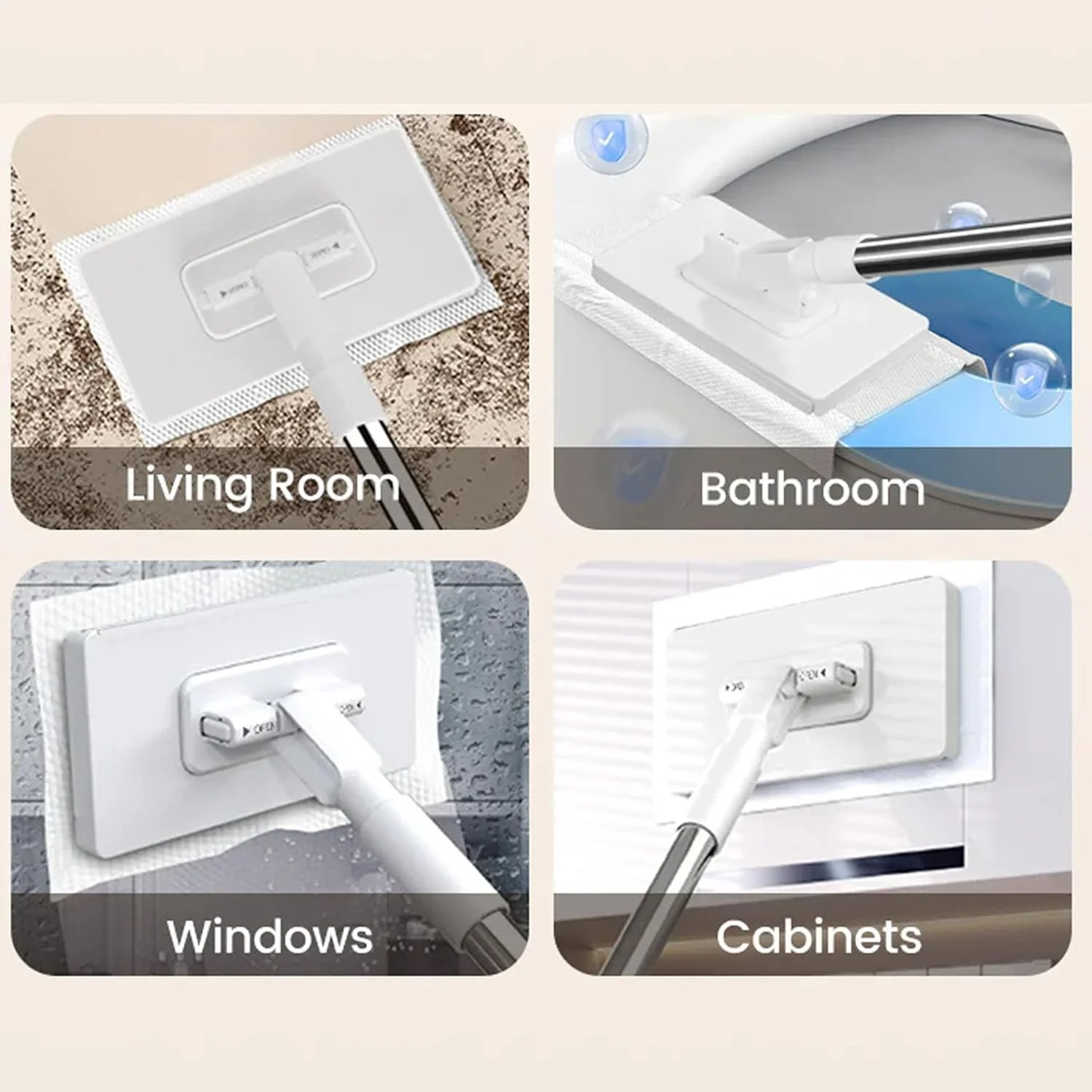Snap Grip Mini Mop, 2026 Upgraded Disposable Dust Mop, Zero Touch Mini Mops, Convenient Cloth Changing Mops for Kitchen Counter, Foldable 100cm Retractable Long Handle Mopping Stick (1*mop+5*Cloth) - Image 3