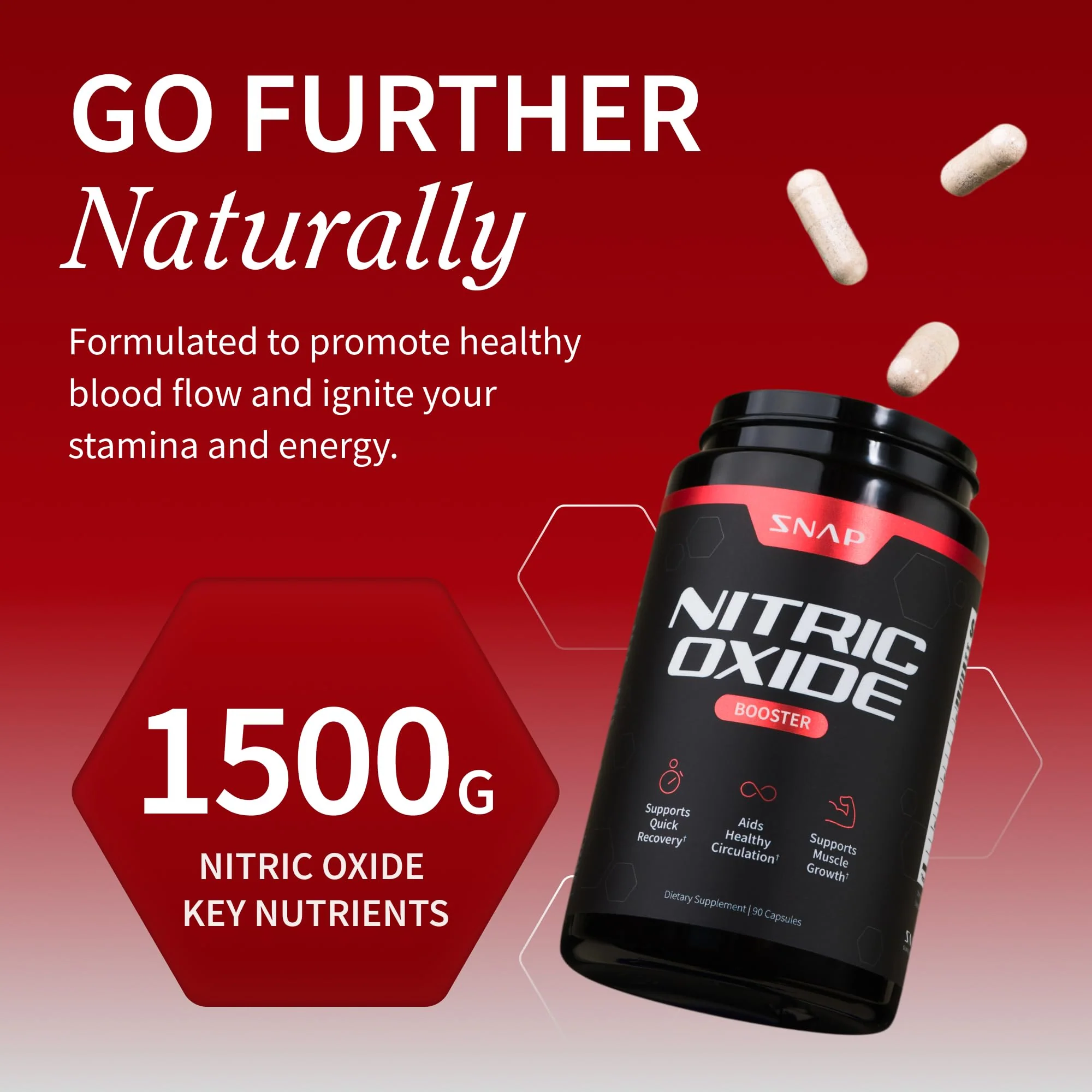Snap Supplements Nitric Oxide Booster Pre Workout, Muscle Builder - L Arginine, L Citrulline 1500mg Formula, Tribulus Extract & Panax Ginseng, Strength & Endurance (90 Capsules) - Image 2