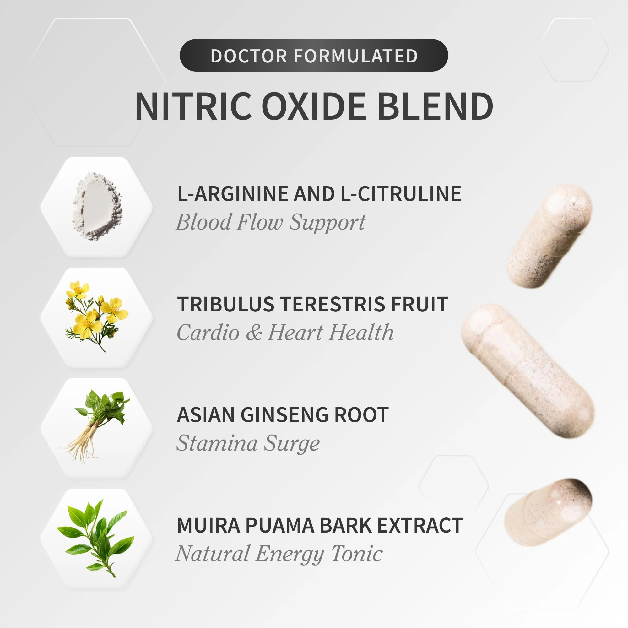 Snap Supplements Nitric Oxide Booster Pre Workout, Muscle Builder - L Arginine, L Citrulline 1500mg Formula, Tribulus Extract & Panax Ginseng, Strength & Endurance (90 Capsules) - Image 3