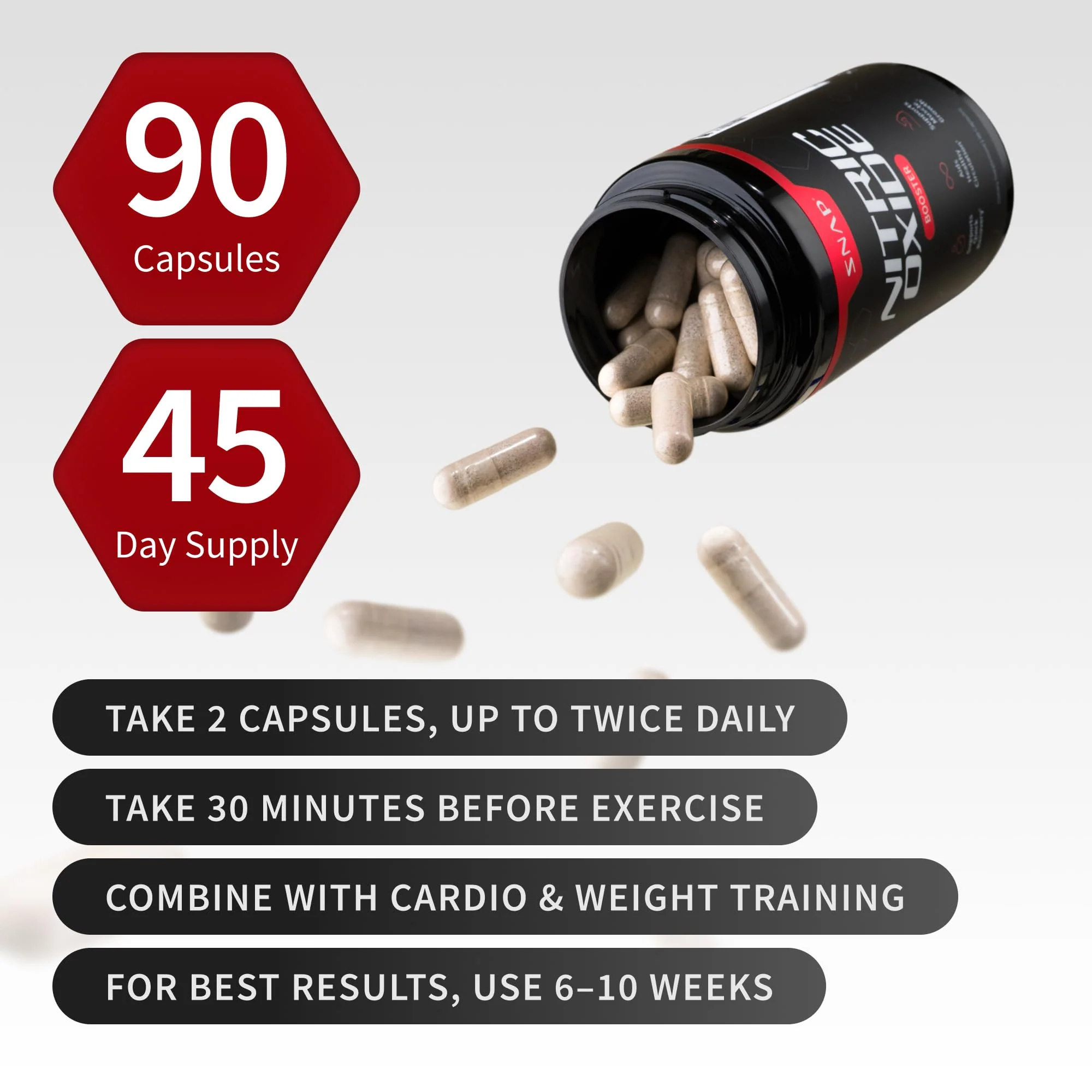 Snap Supplements Nitric Oxide Booster Pre Workout, Muscle Builder - L Arginine, L Citrulline 1500mg Formula, Tribulus Extract & Panax Ginseng, Strength & Endurance (90 Capsules) - Image 5
