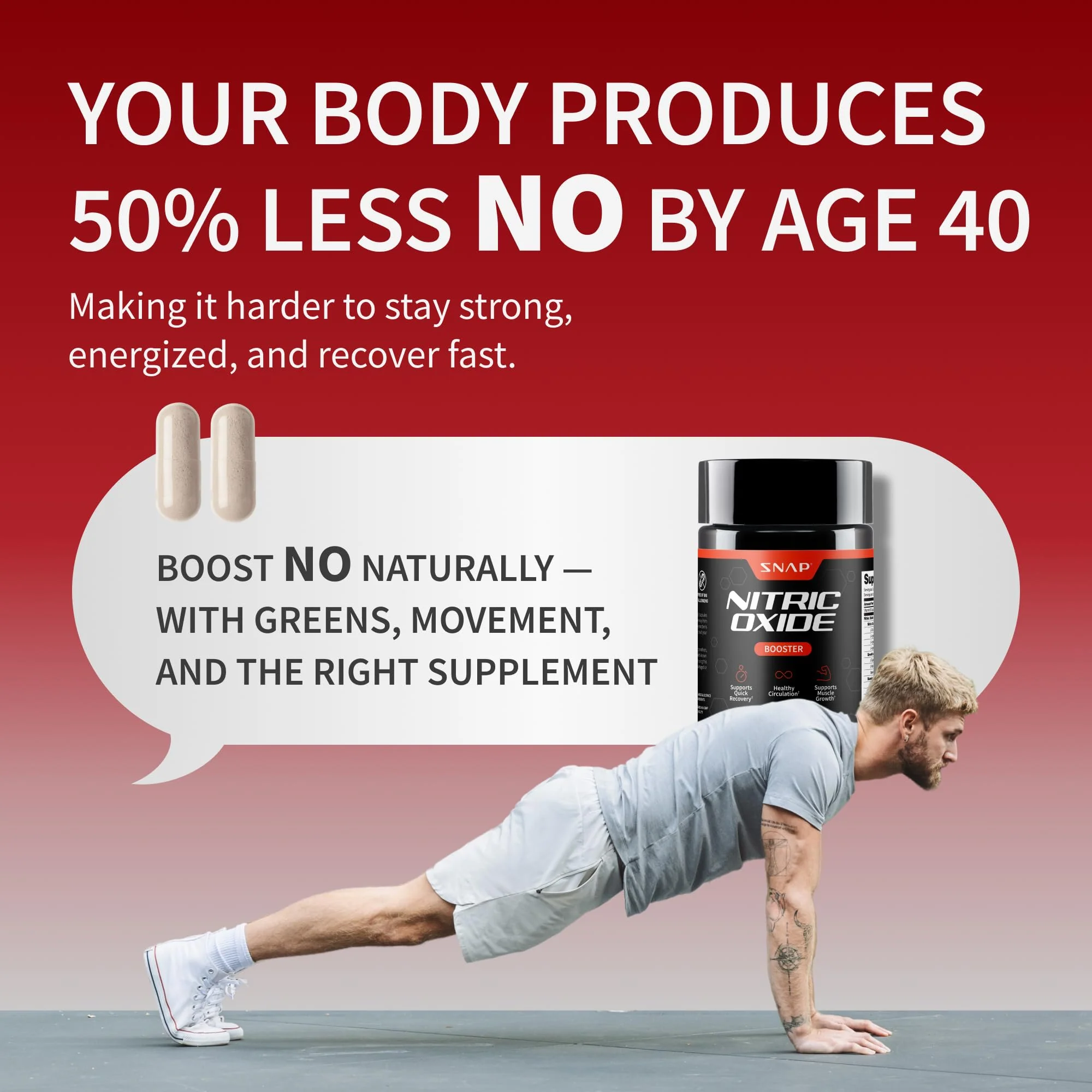 Snap Supplements Nitric Oxide Booster Pre Workout, Muscle Builder - L Arginine, L Citrulline 1500mg Formula, Tribulus Extract & Panax Ginseng, Strength & Endurance (90 Capsules) - Image 6