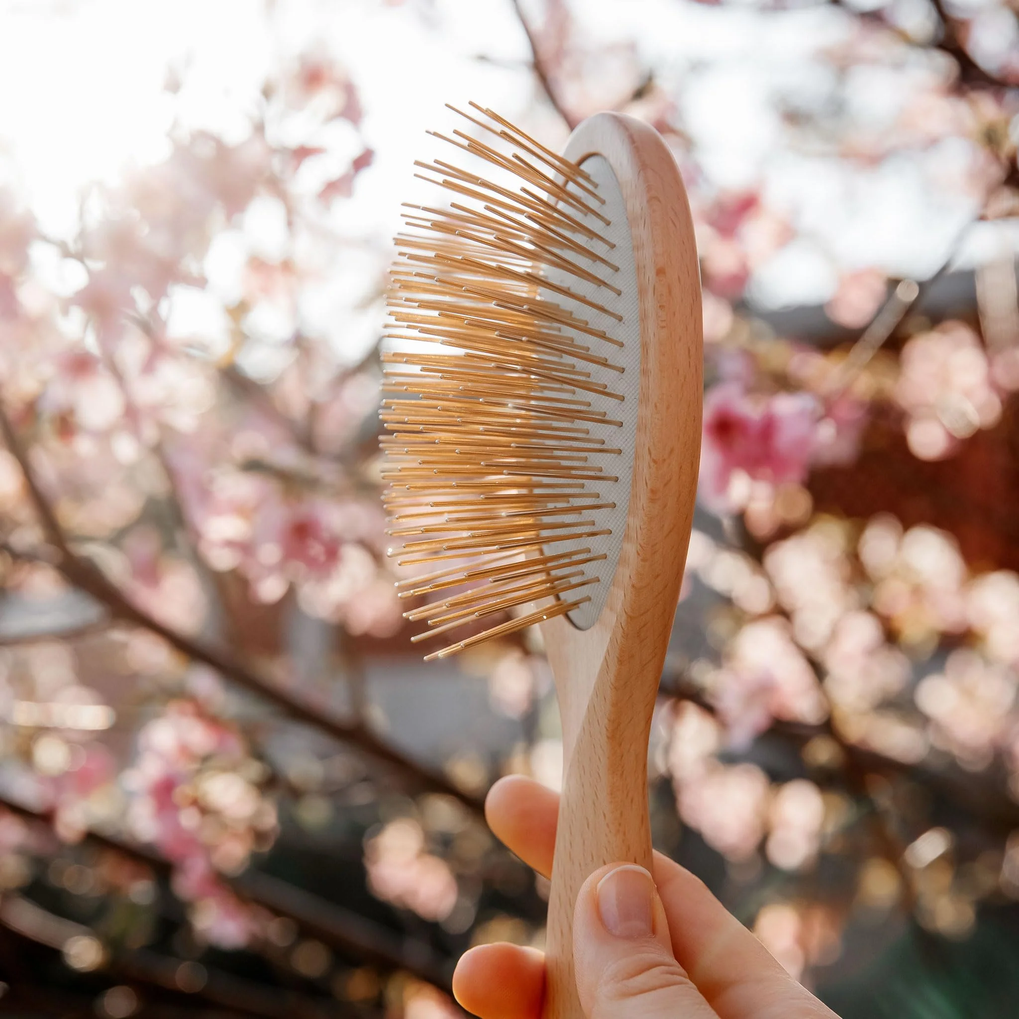 Snow Fox Skincare Gua Sha Hair Brush - Wooden Edition. Scalp Massage Comb with Gold-Plated Metal Bristles for Healthy Follicles. Soothing Gua Sha Acupressure Tool for All Hair Types - Image 6