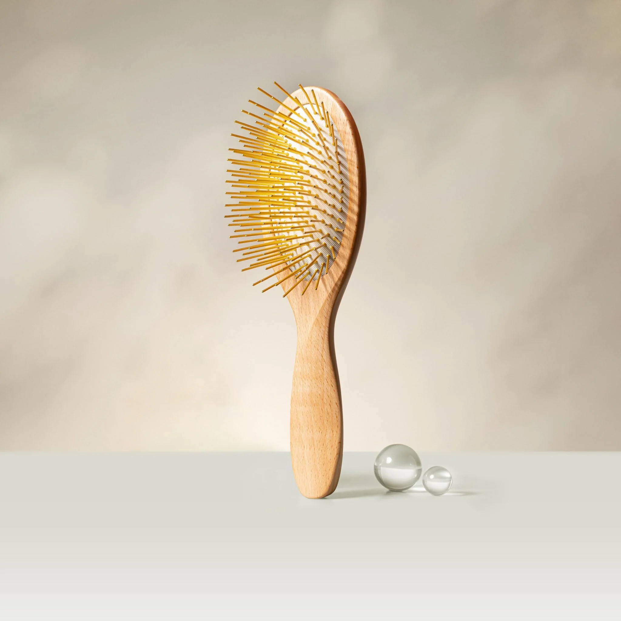 Snow Fox Skincare Gua Sha Hair Brush - Wooden Edition. Scalp Massage Comb with Gold-Plated Metal Bristles for Healthy Follicles. Soothing Gua Sha Acupressure Tool for All Hair Types - Image 8