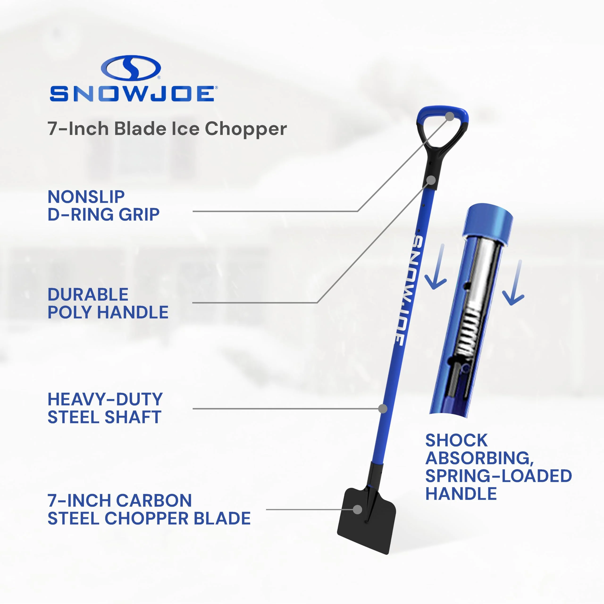 Snow Joe Ice Chopper with 7-Inch Carbon Steel Blade and Shock-Absorbing Handle, 3.2 Lbs - Portable and Lightweight Winter Scraper and Ice Remover for Driveway, Sidewalk, Garage, & Patio, SJEG700 - Image 8