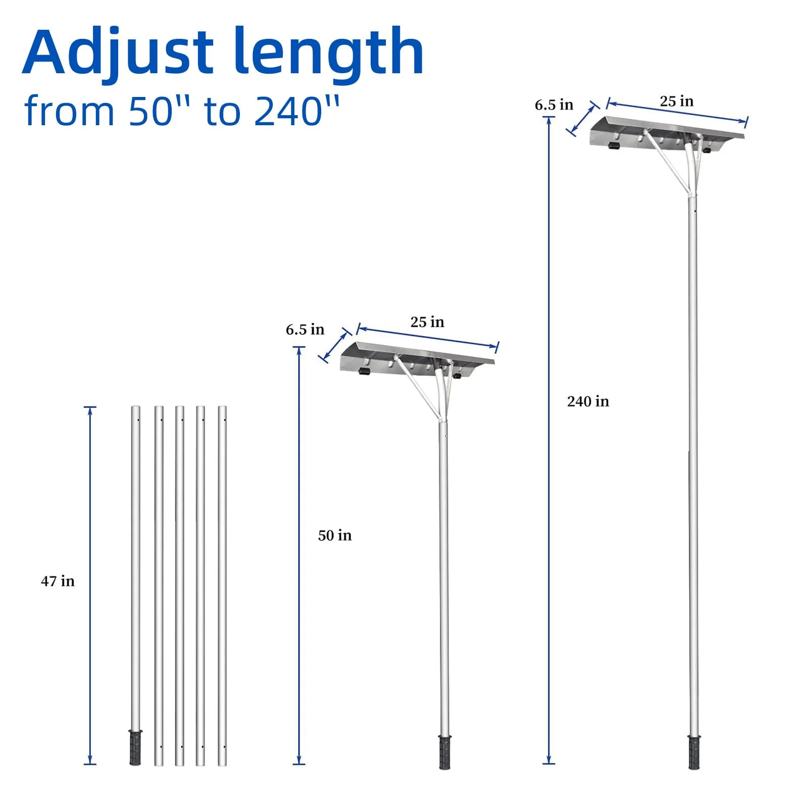 Snow Roof Rake - 4-20FT Extendable Snow Rake for House Roof, Aluminum Snow Removal Rake with 5 Lightweight Tubes, 25.5" Wide Blade Snow Shovel Roof Rake Easy Removal Ice Debris - Image 3
