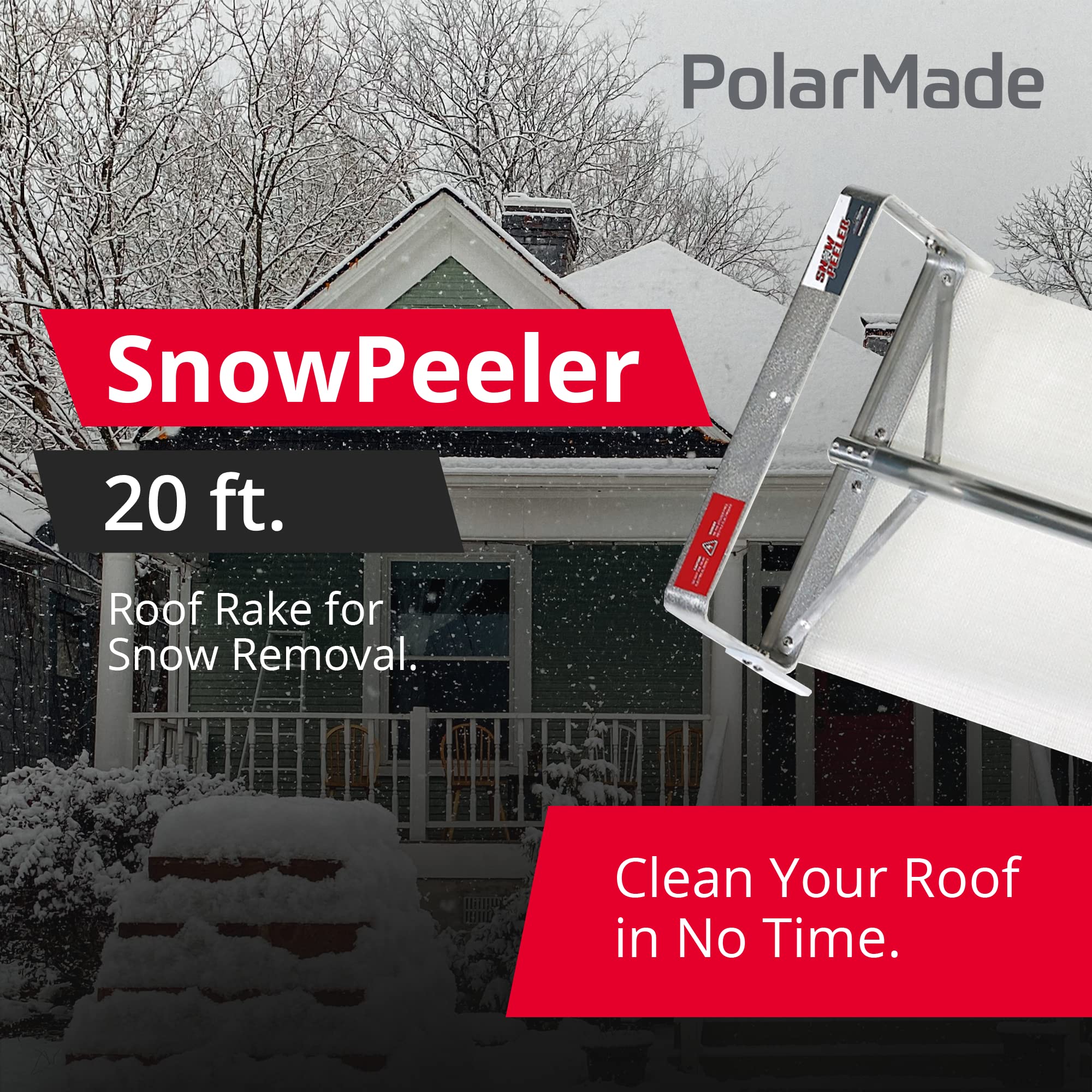 SNOWPEELER Classic Roof Rake for Snow Removal - 20 ft. Snow Removal Tool - Snow Rake for House Roof - Snow Roof Rake - Telescopic Heavy Duty Snow Shovel for Rooftop - Image 6
