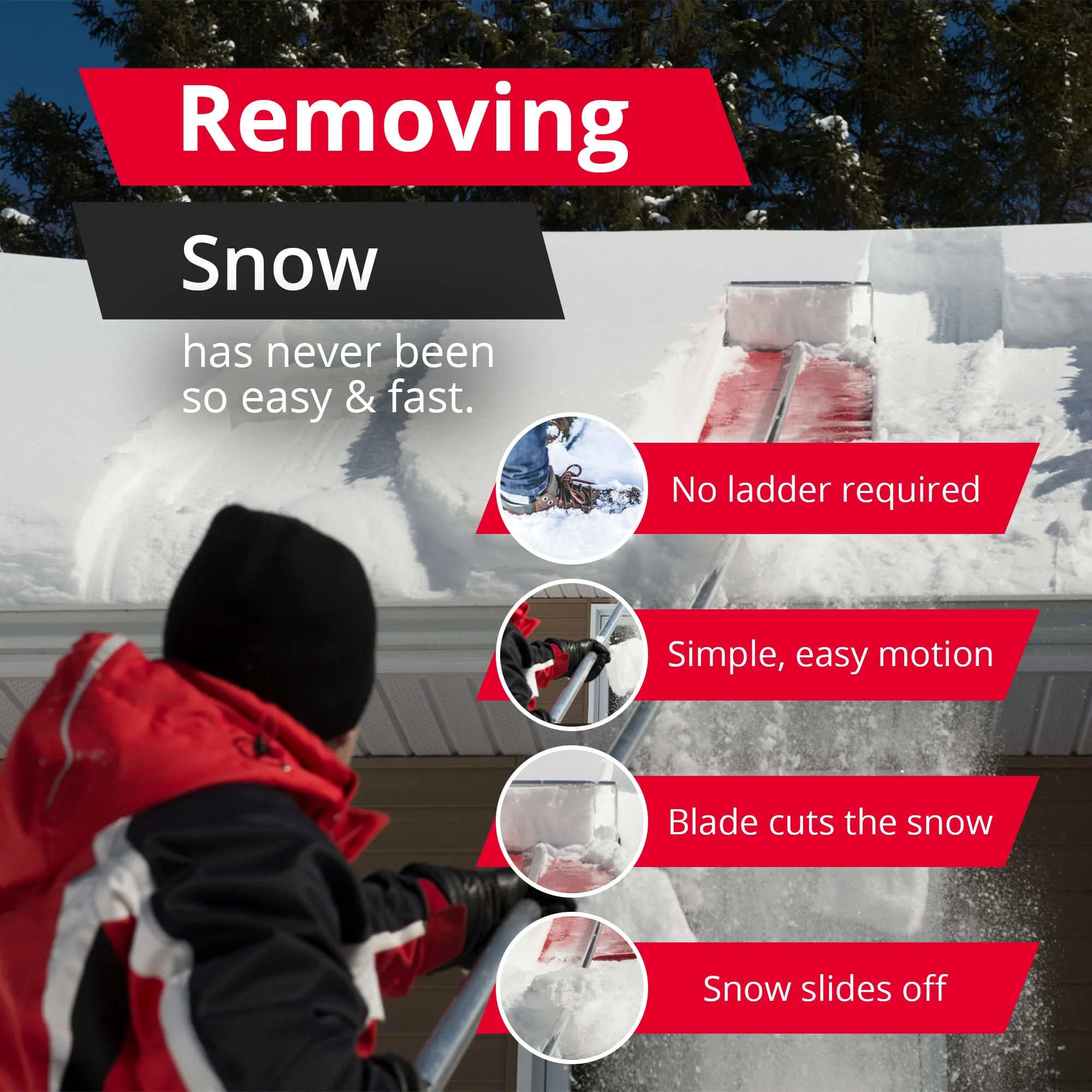 SNOWPEELER Classic Roof Rake for Snow Removal - 20 ft. Snow Removal Tool - Snow Rake for House Roof - Snow Roof Rake - Telescopic Heavy Duty Snow Shovel for Rooftop - Image 7