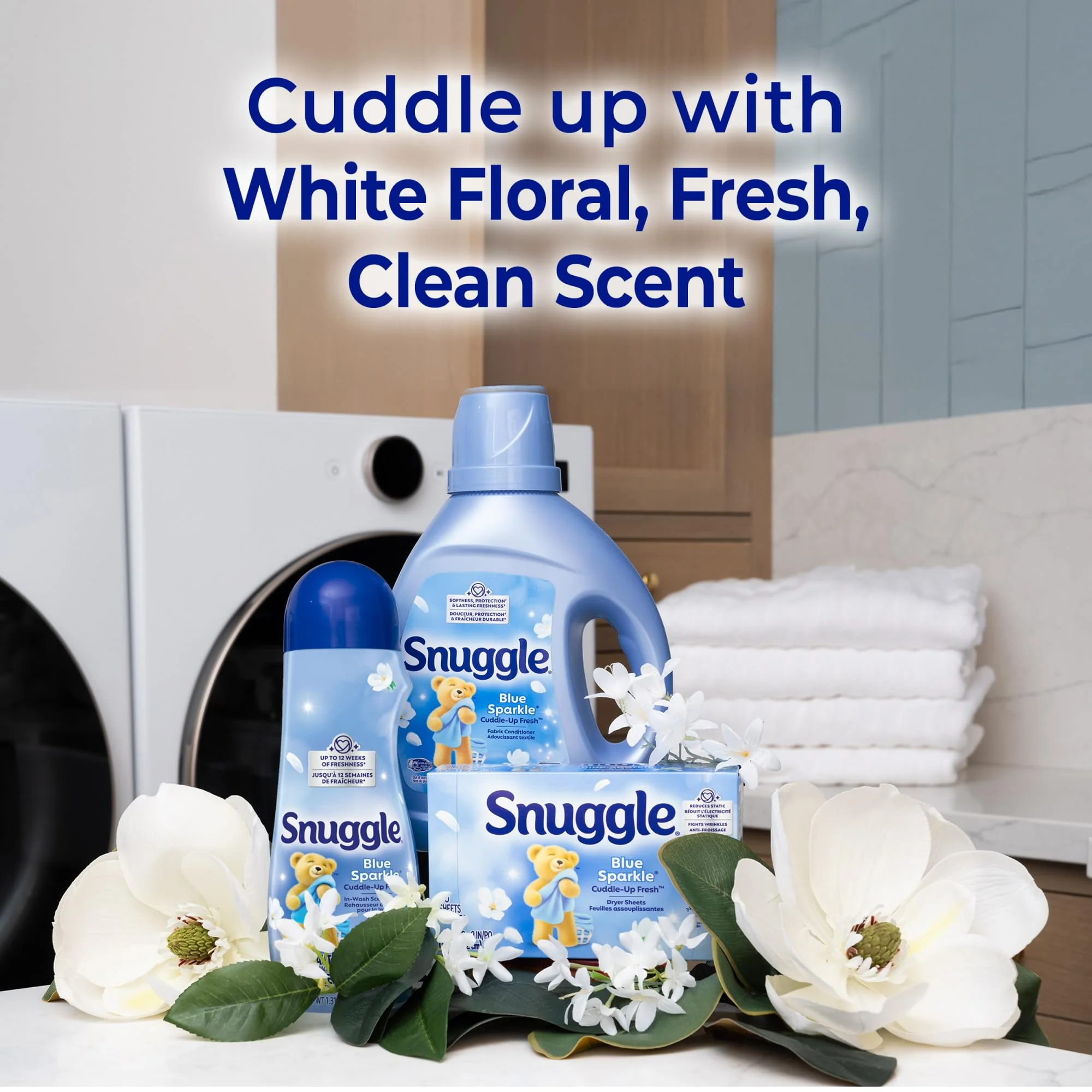 Snuggle Fabric Softener Dryer Sheets, Blue Sparkle Cuddle-Up Fresh, 230 Ct, Long-Lasting Fresh & Clean Scent, Softens Fabric, Reduces Static, Fights Wrinkles, Helps Repel Lint & Pet Hair, HE Safe - Image 8