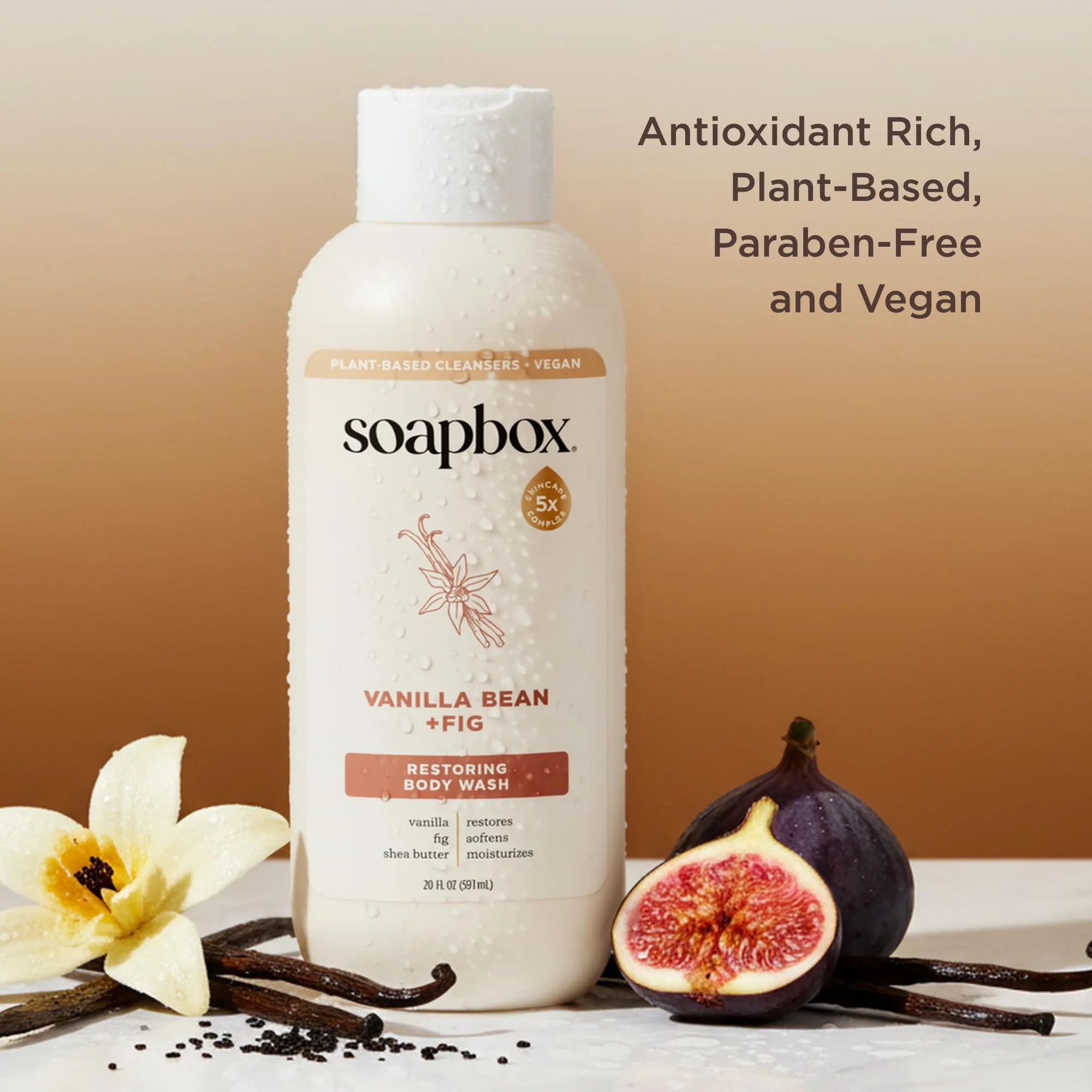 Soapbox Body Wash, Vanilla Bean & Fig Liquid Body Wash, Moisturizing Soap with Shea Butter, Vegan Duo Pack of 2 Soap Bottles, 20oz Each - Image 4
